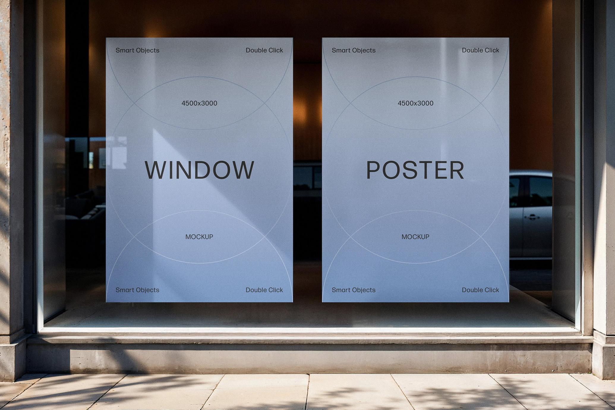 Vertical Display Window Posters Mockup