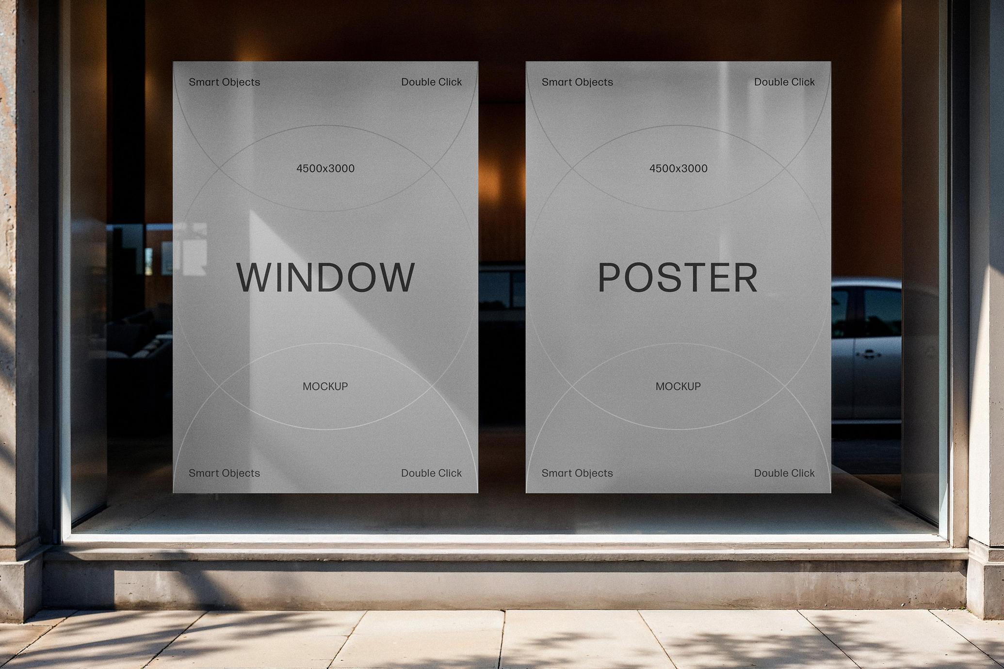 Vertical Display Window Posters Mockup