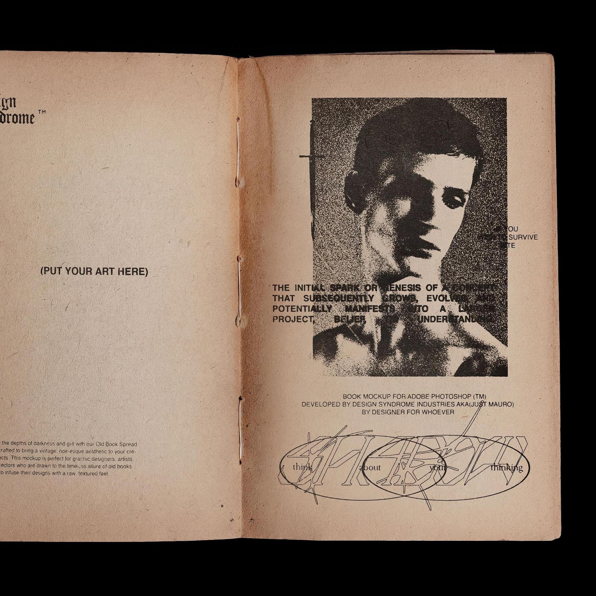 Ancient Book Cover & Spread Mockup