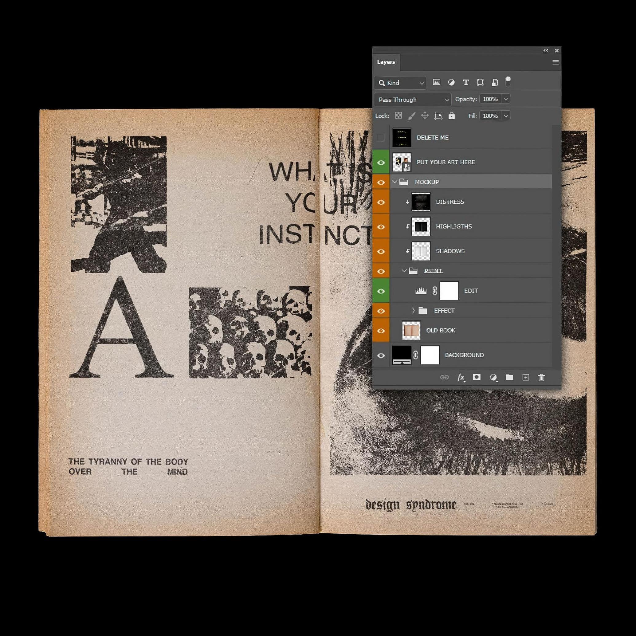 Ancient Book Cover & Spread Mockup