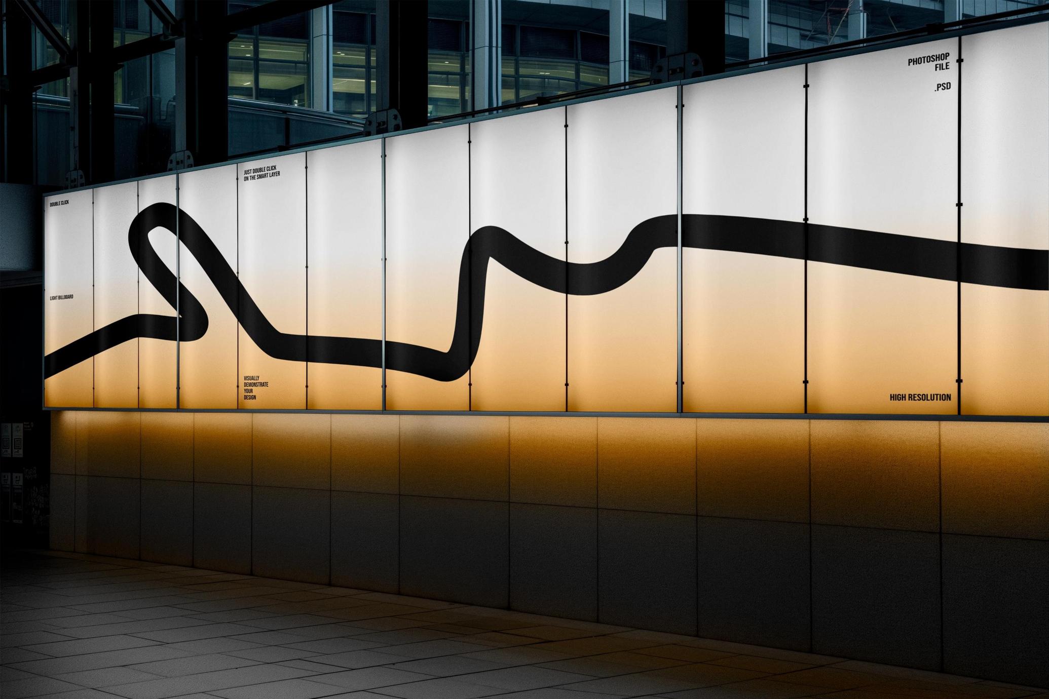 Indoor Light Billboard Mockup