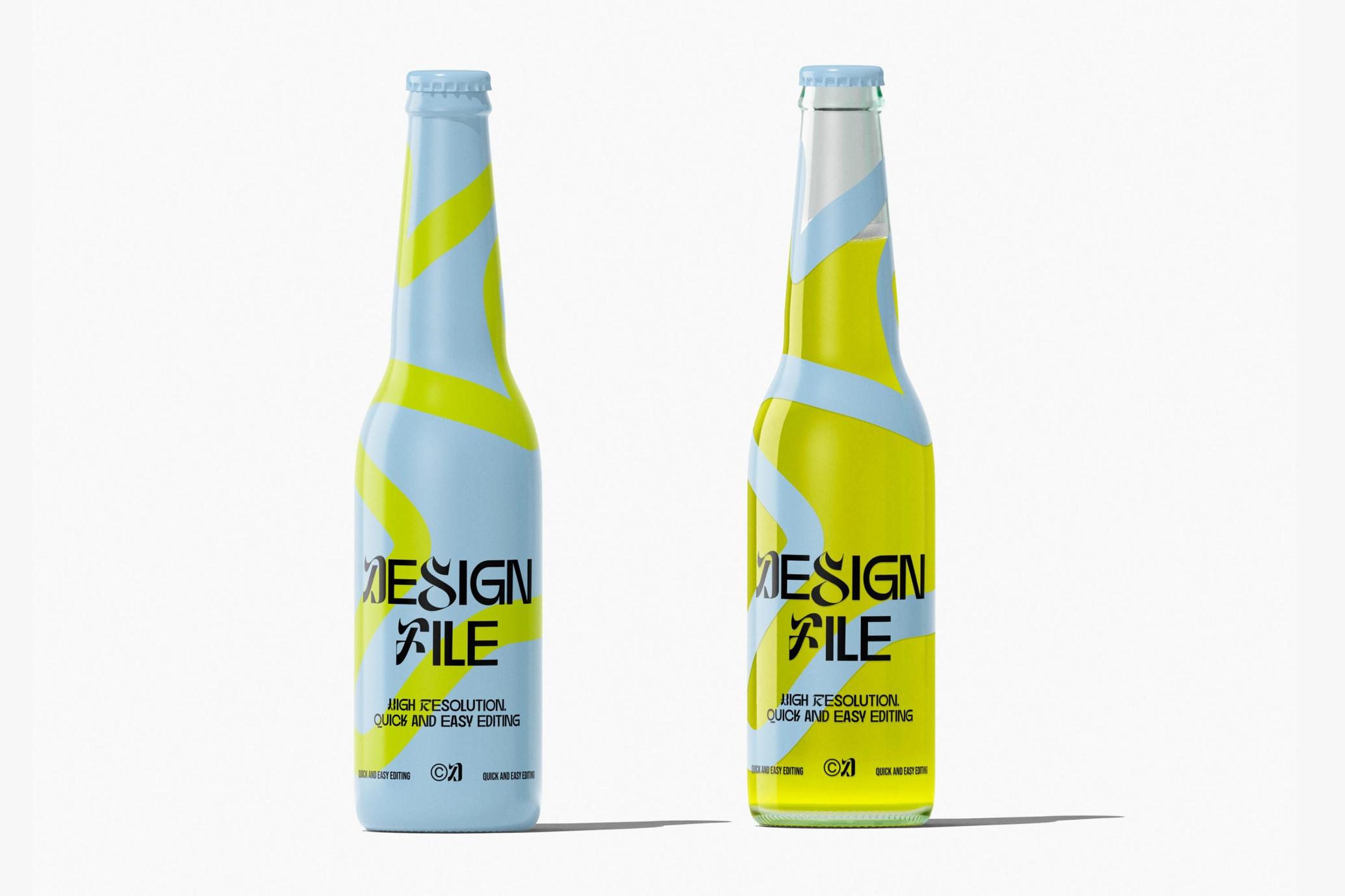 Soda and Beer Bottle Mockup