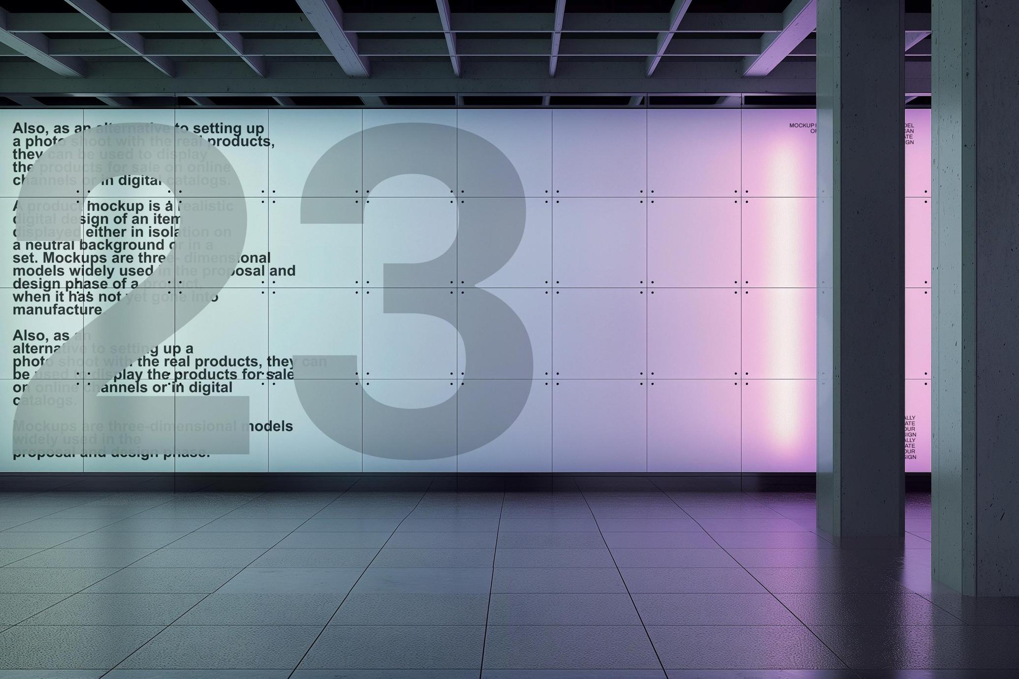 Modern Wall Display Mockup with Gradient Light