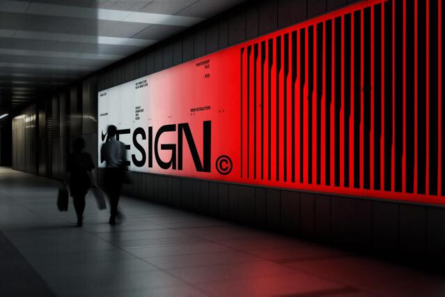 Underground Light Billboard Mockup