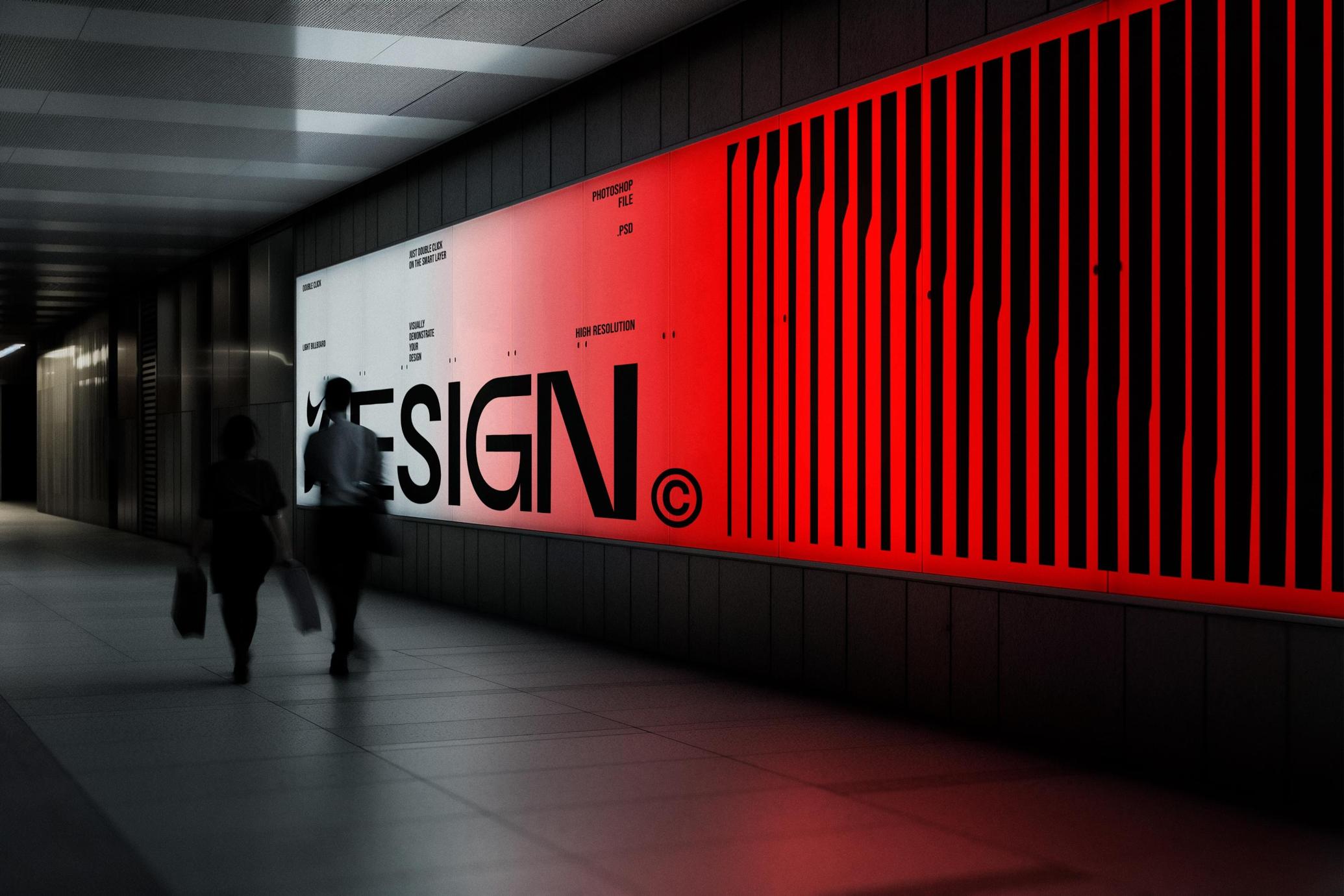 Underground Light Billboard Mockup