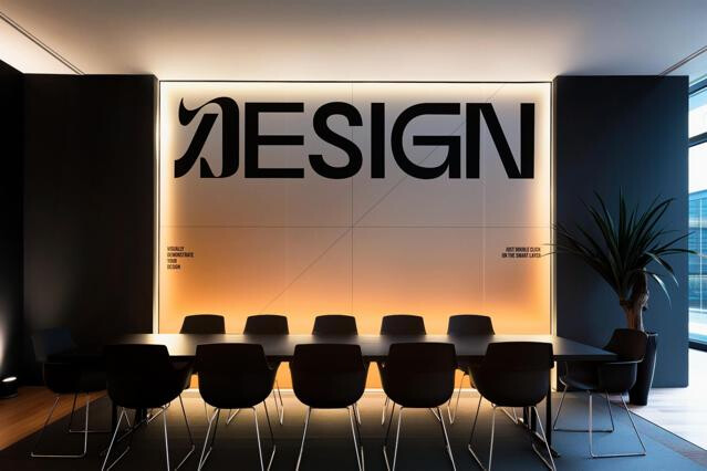 Office Interior Light Wall Mockup