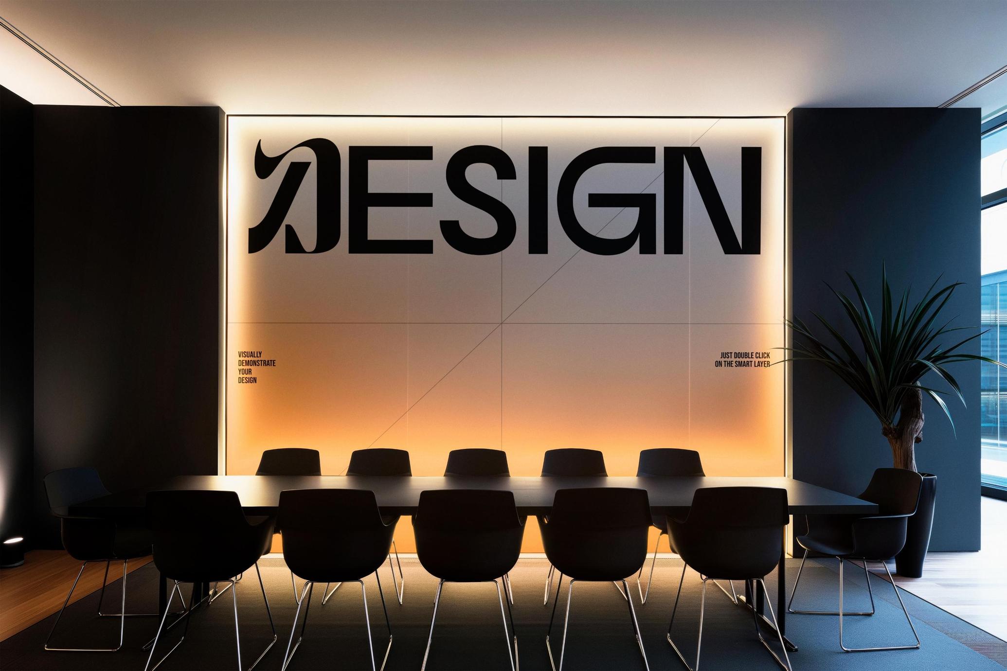 Office Interior Light Wall Mockup
