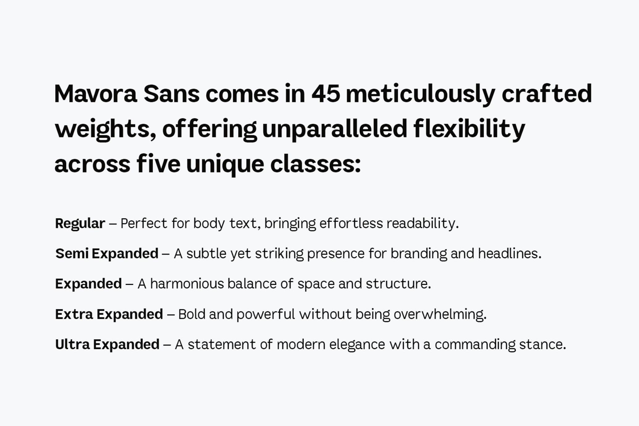 Mavora Sans Typeface - 45 Weights