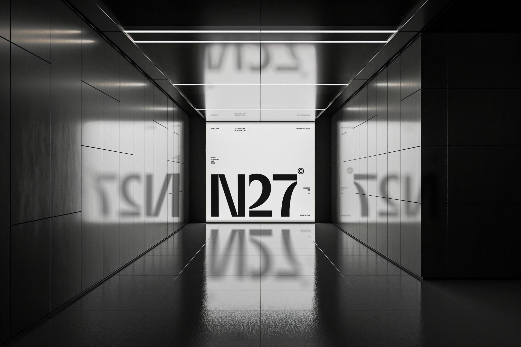 Futuristic Light Wall Mockup