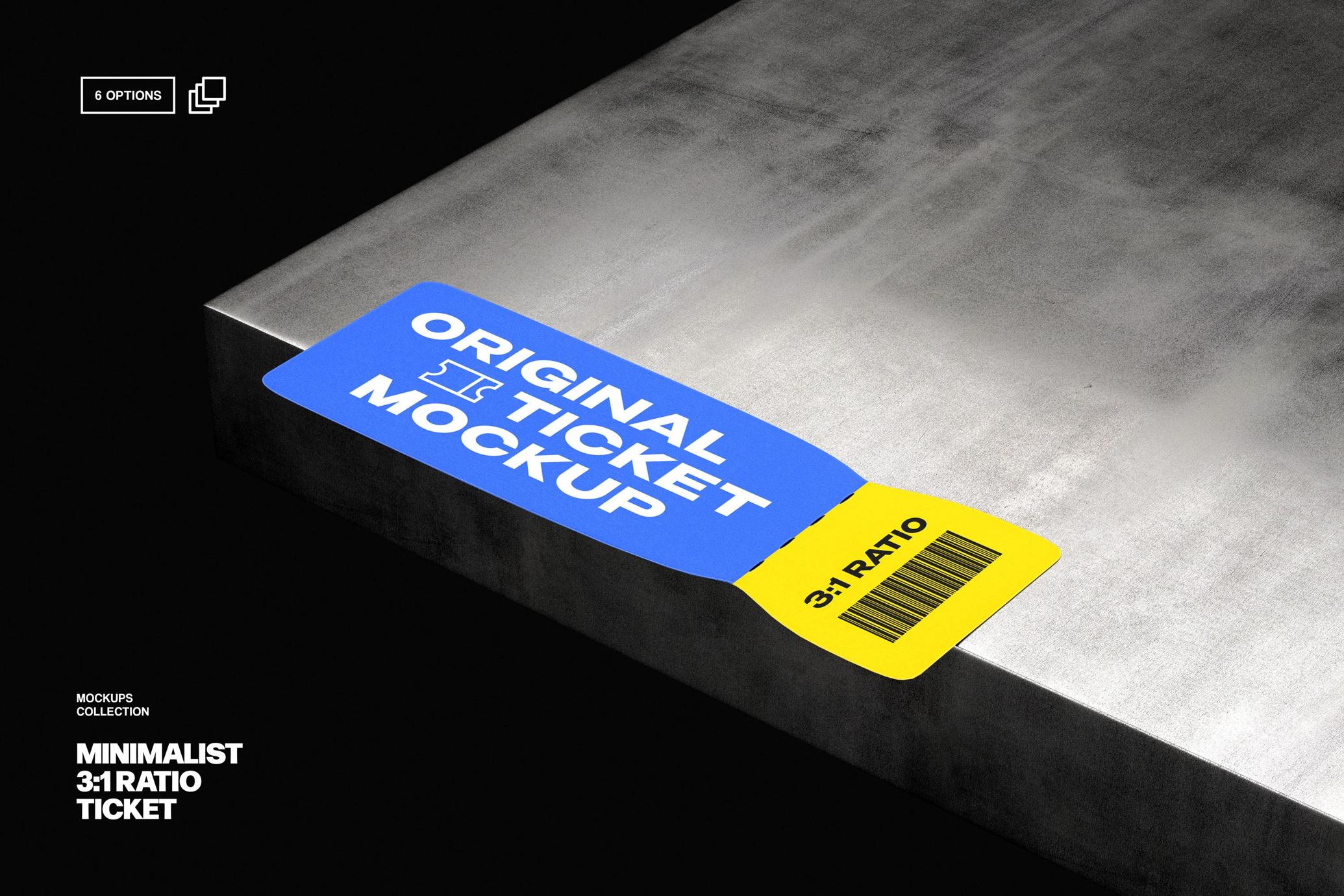 Minimalist 3:1 Ticket Mockup