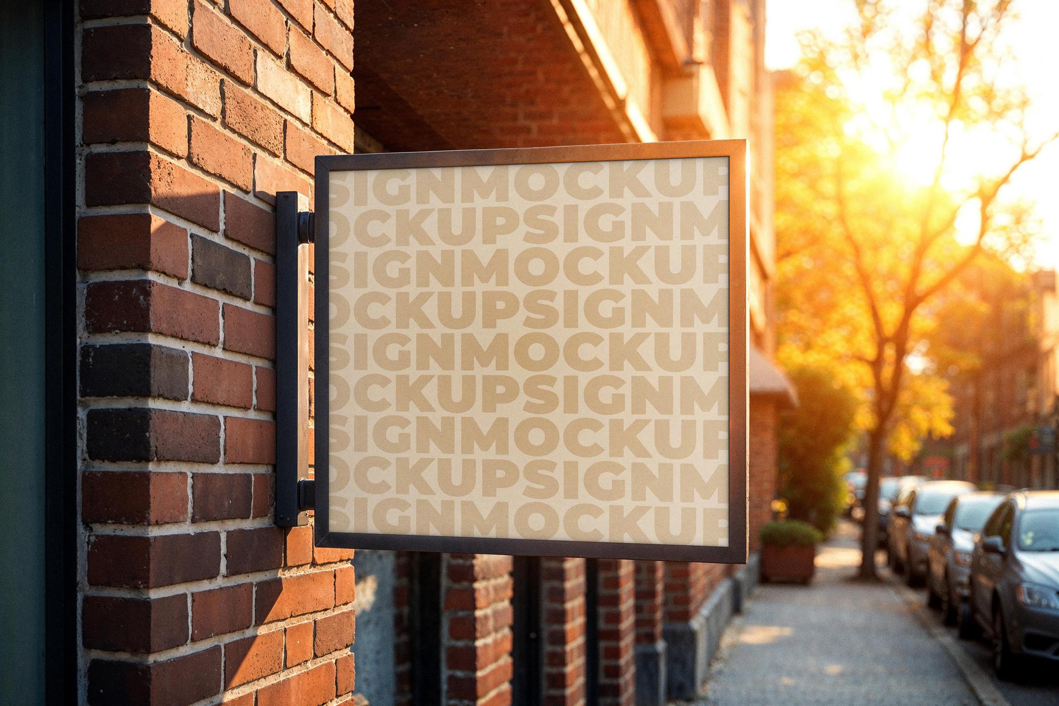 Square Street Sign Mockup