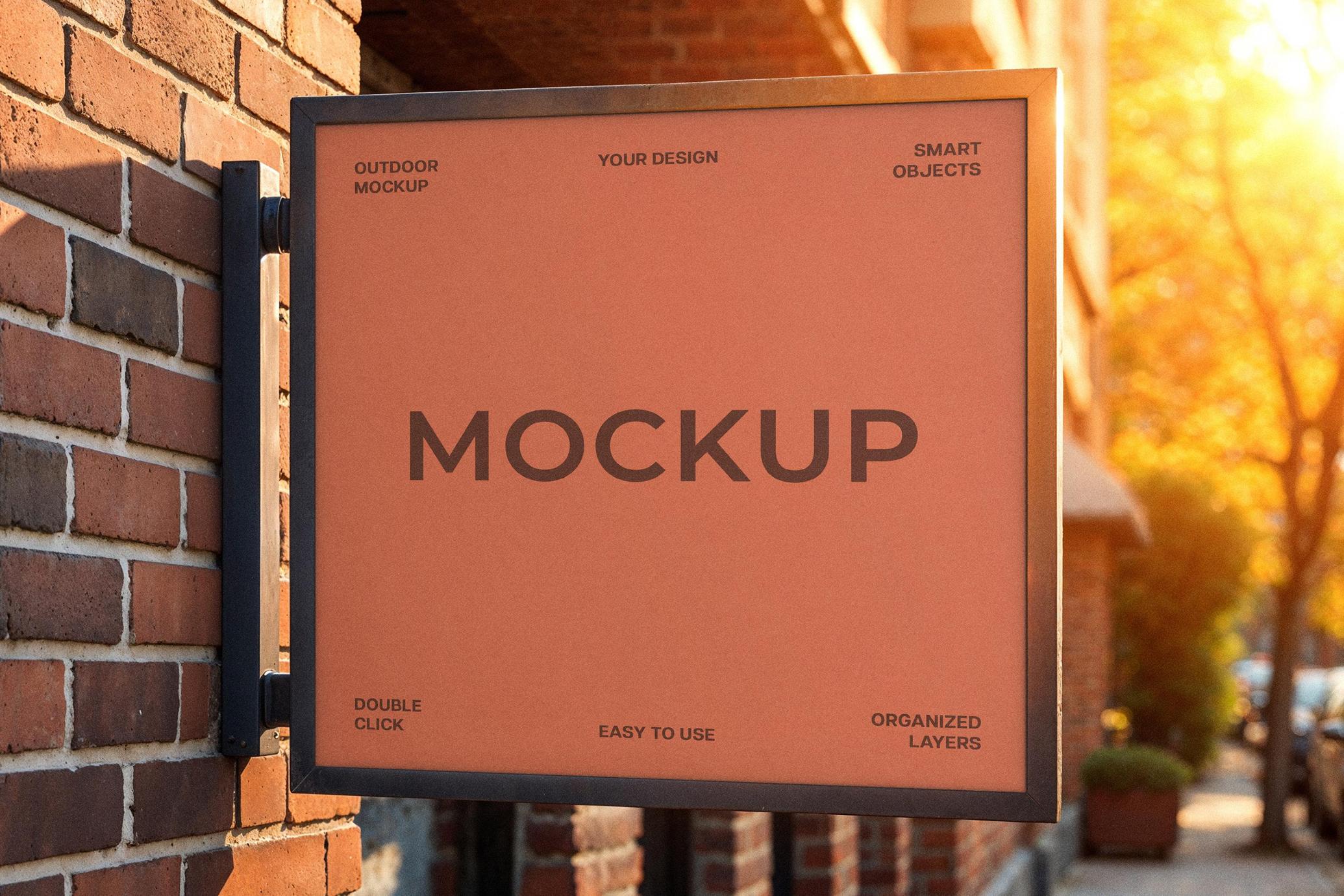 Square Street Sign Mockup