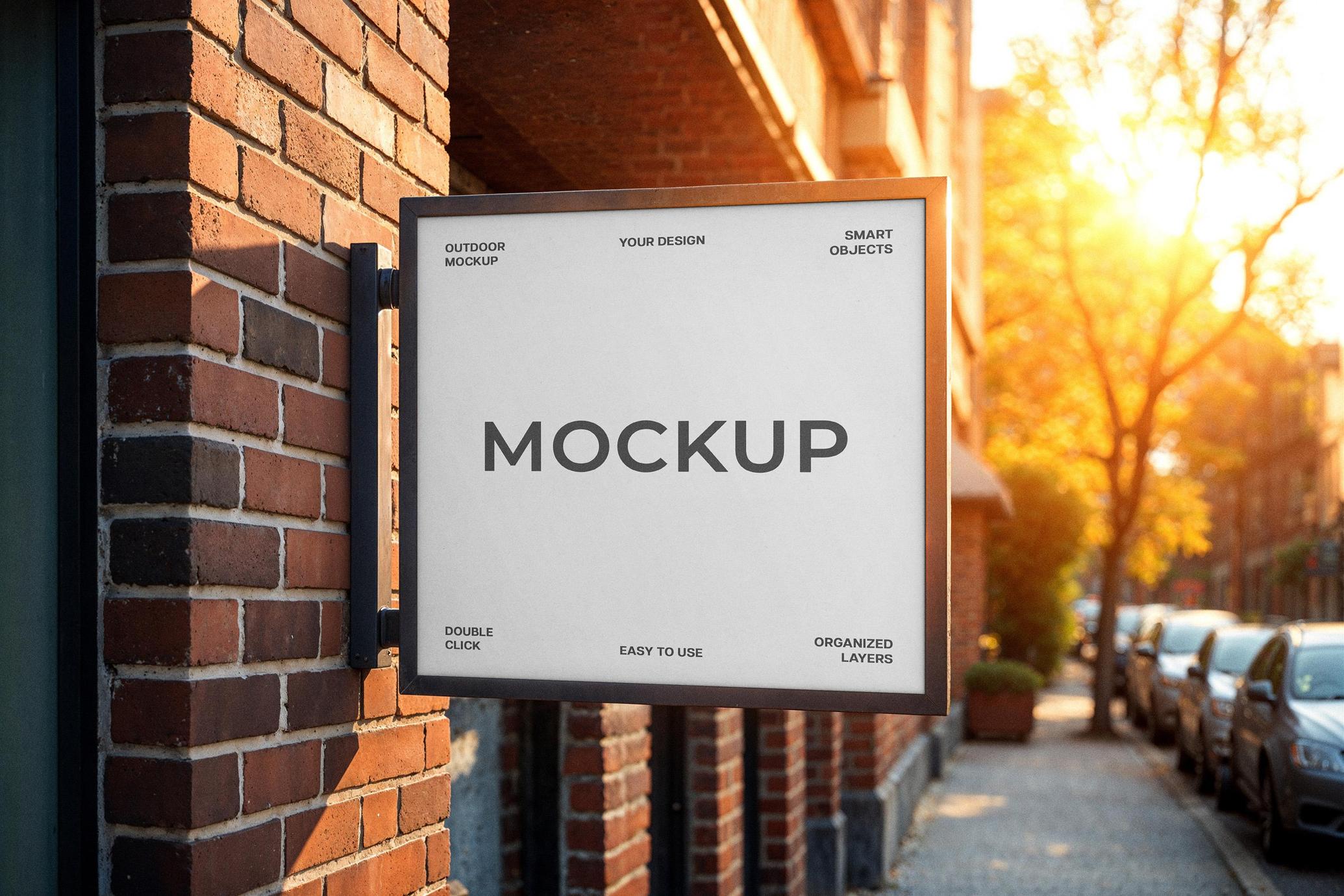 Square Street Sign Mockup