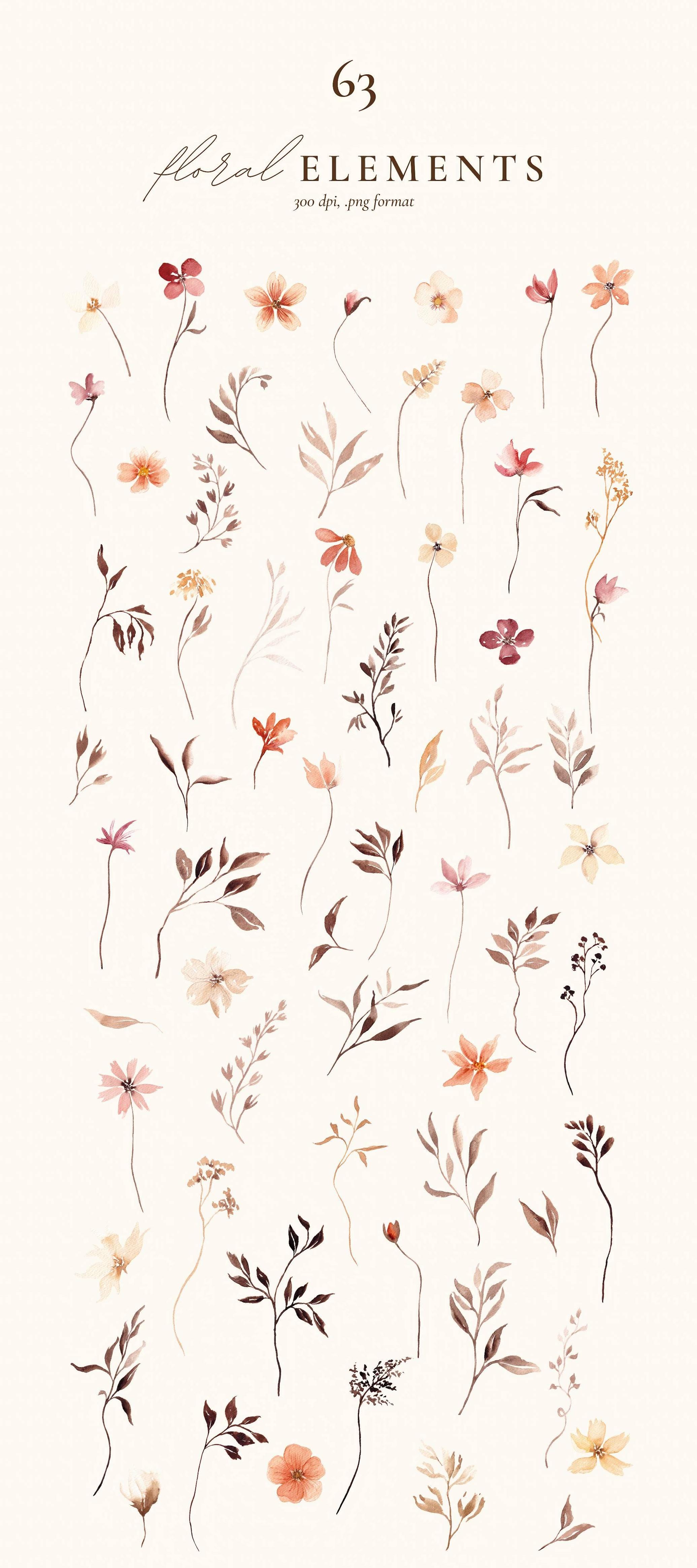 Autumn Watercolor Wildflowers