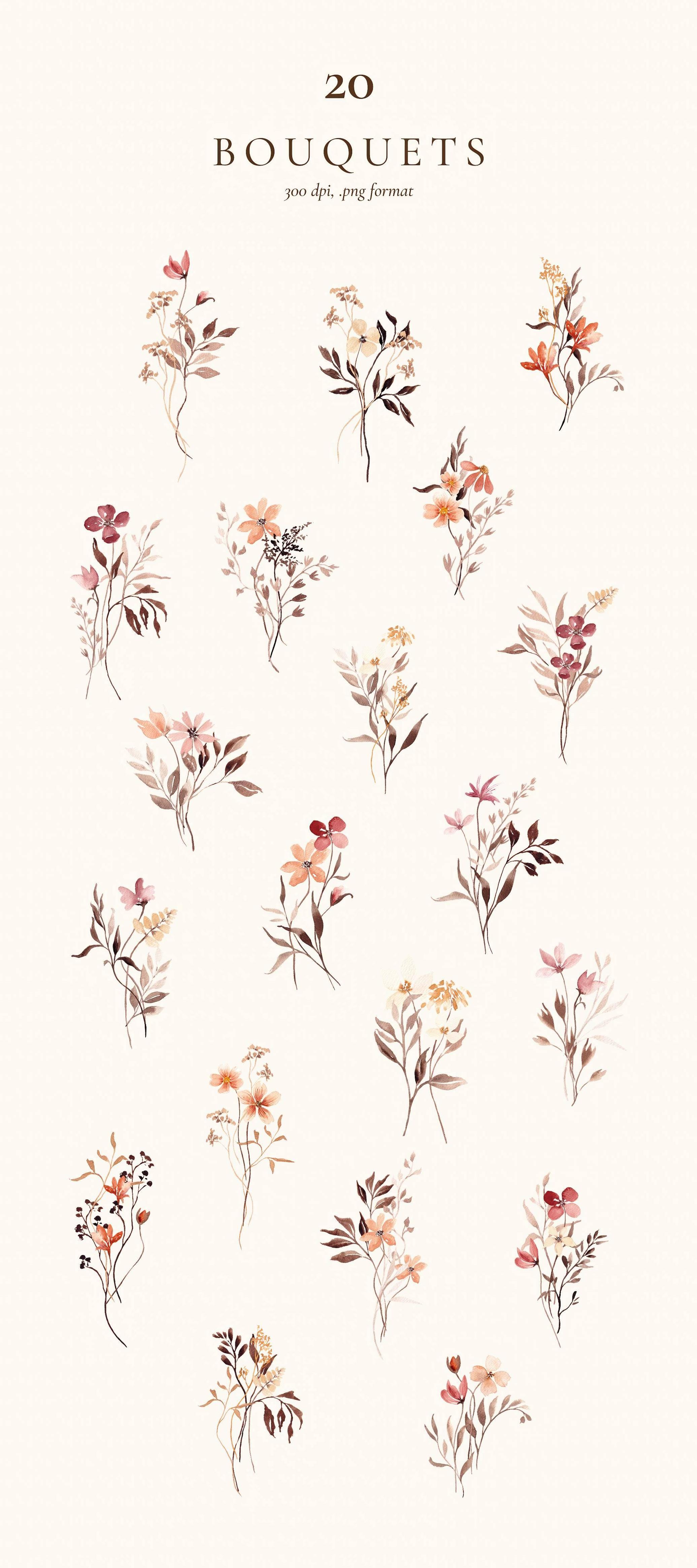 Autumn Watercolor Wildflowers