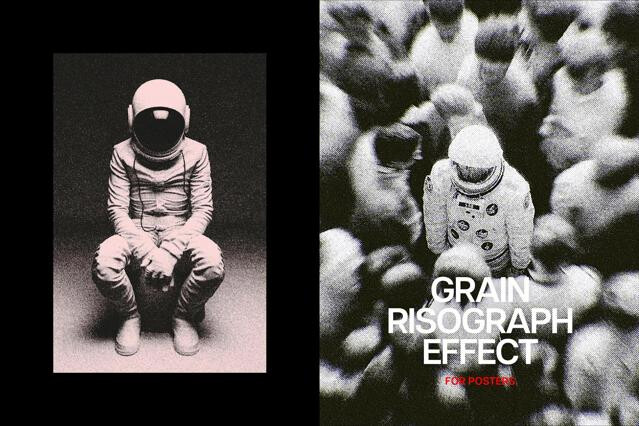 Vertical Grain Risograph Photo Effect