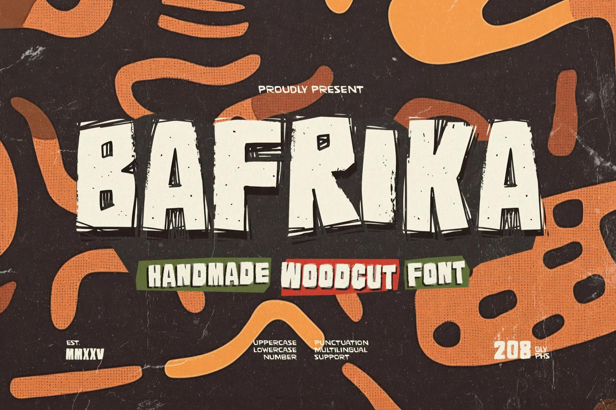 Bafrika — Handmade Woodcut Font