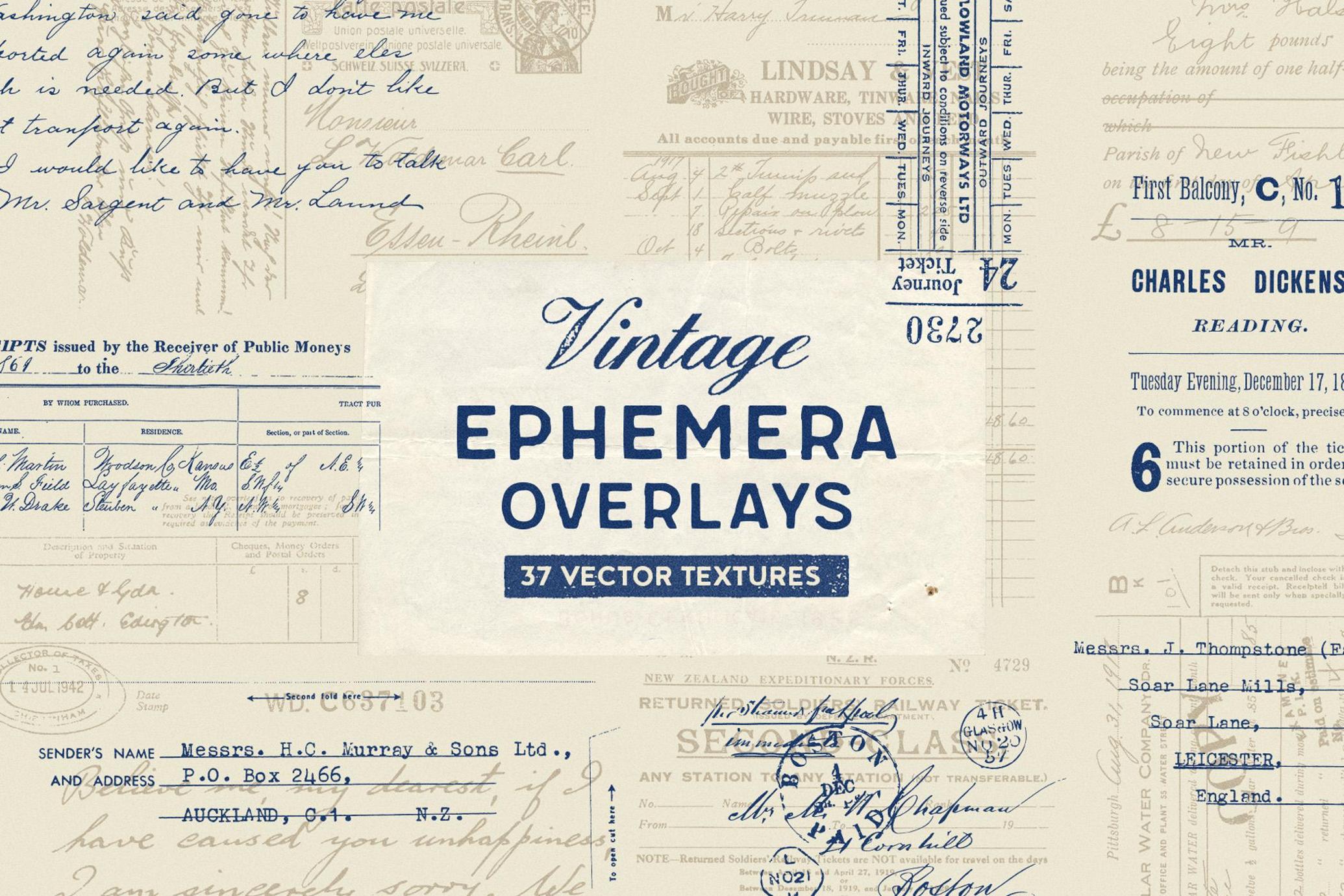 Vintage Ephemera Overlays