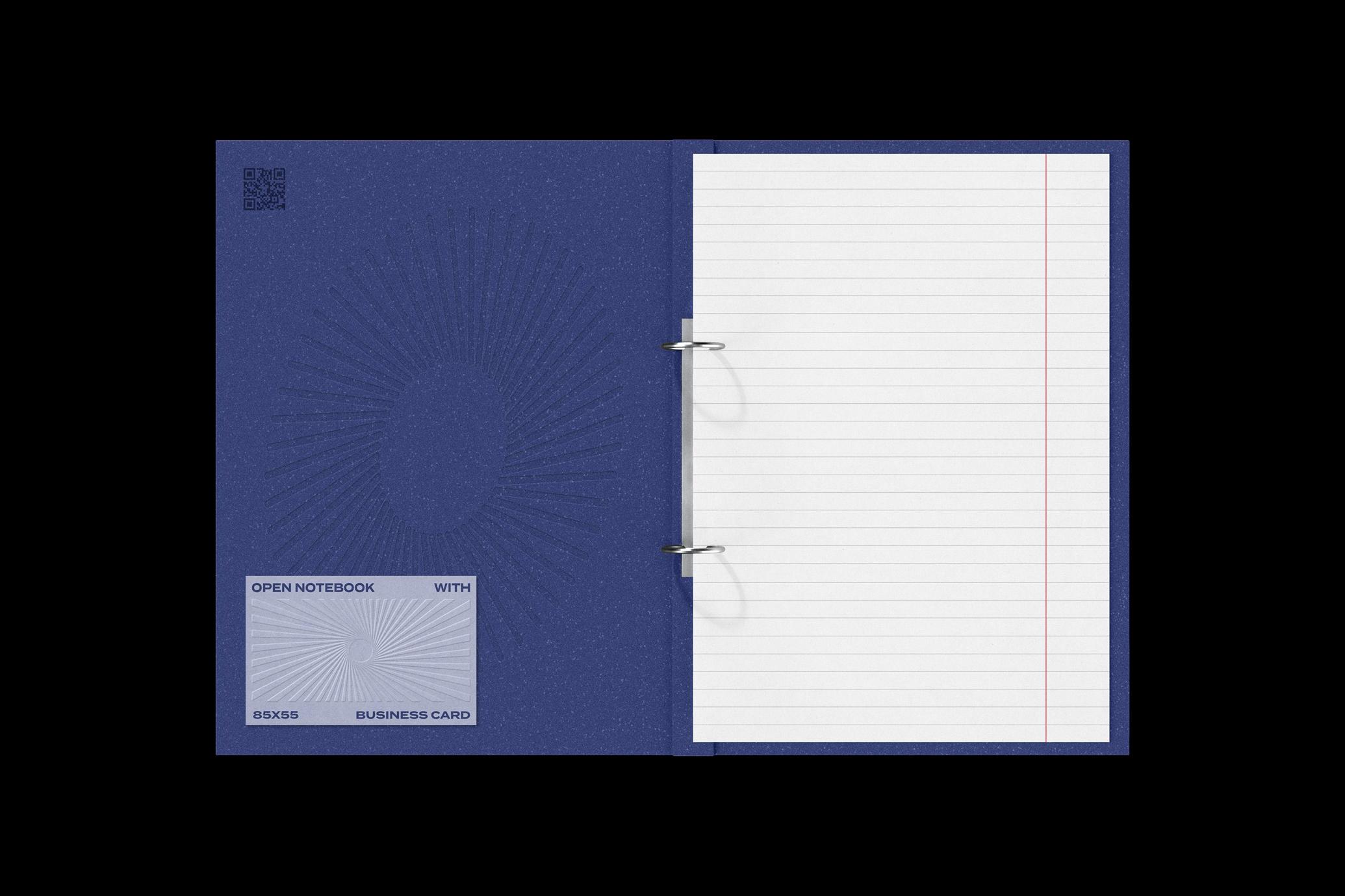 Open Notebook & Business Card Mockup