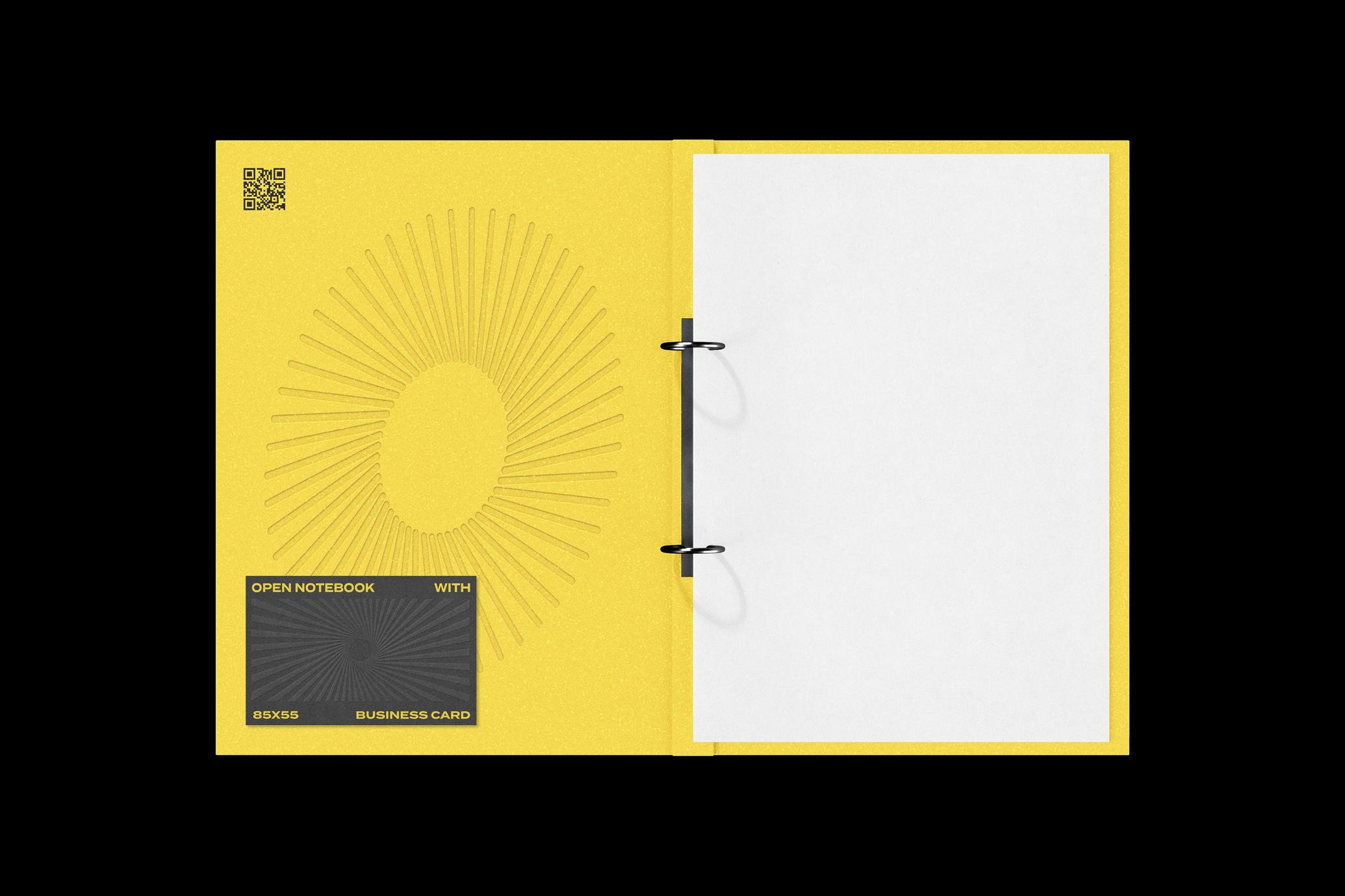 Open Notebook & Business Card Mockup