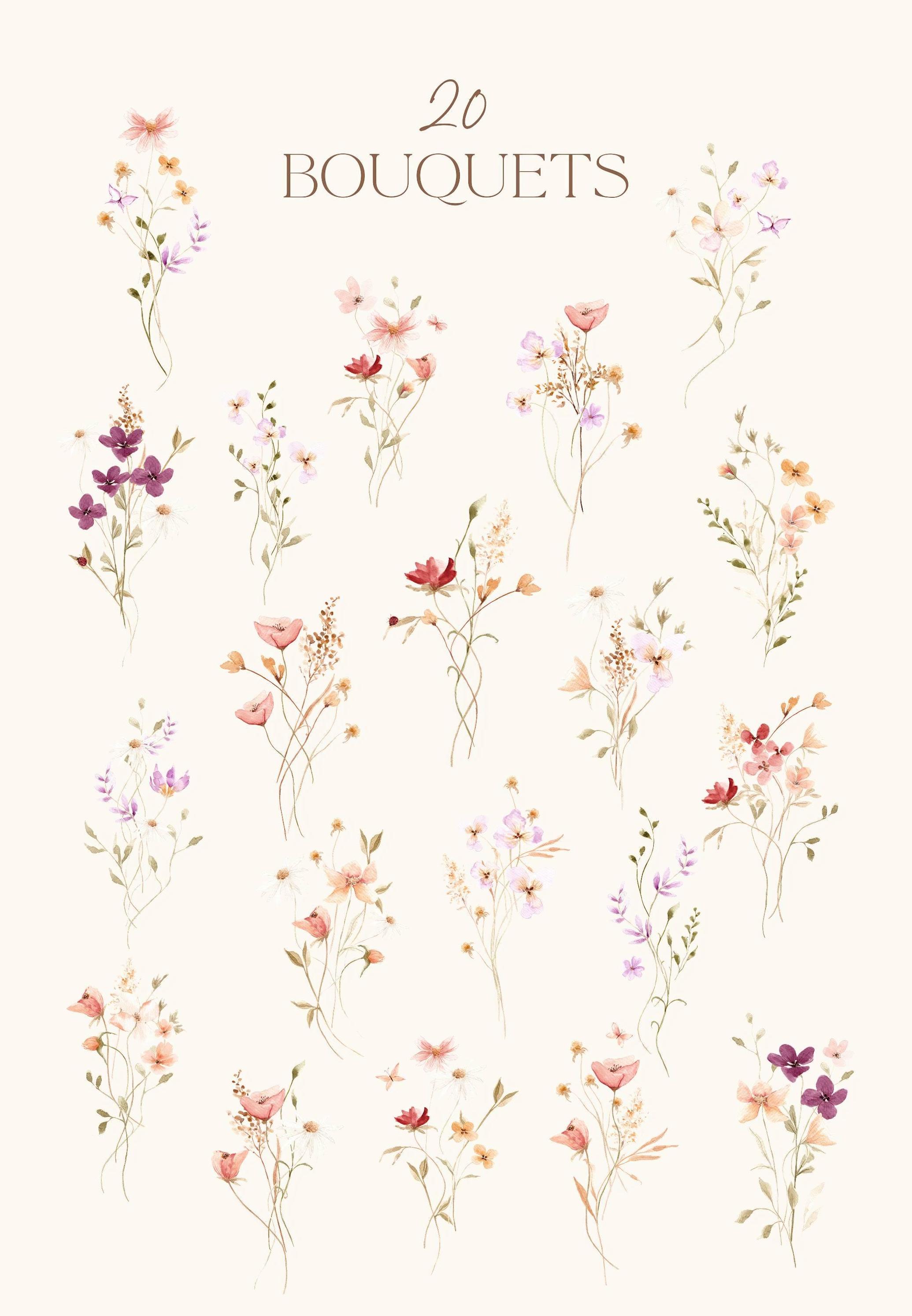 Watercolor Summer Wildflowers