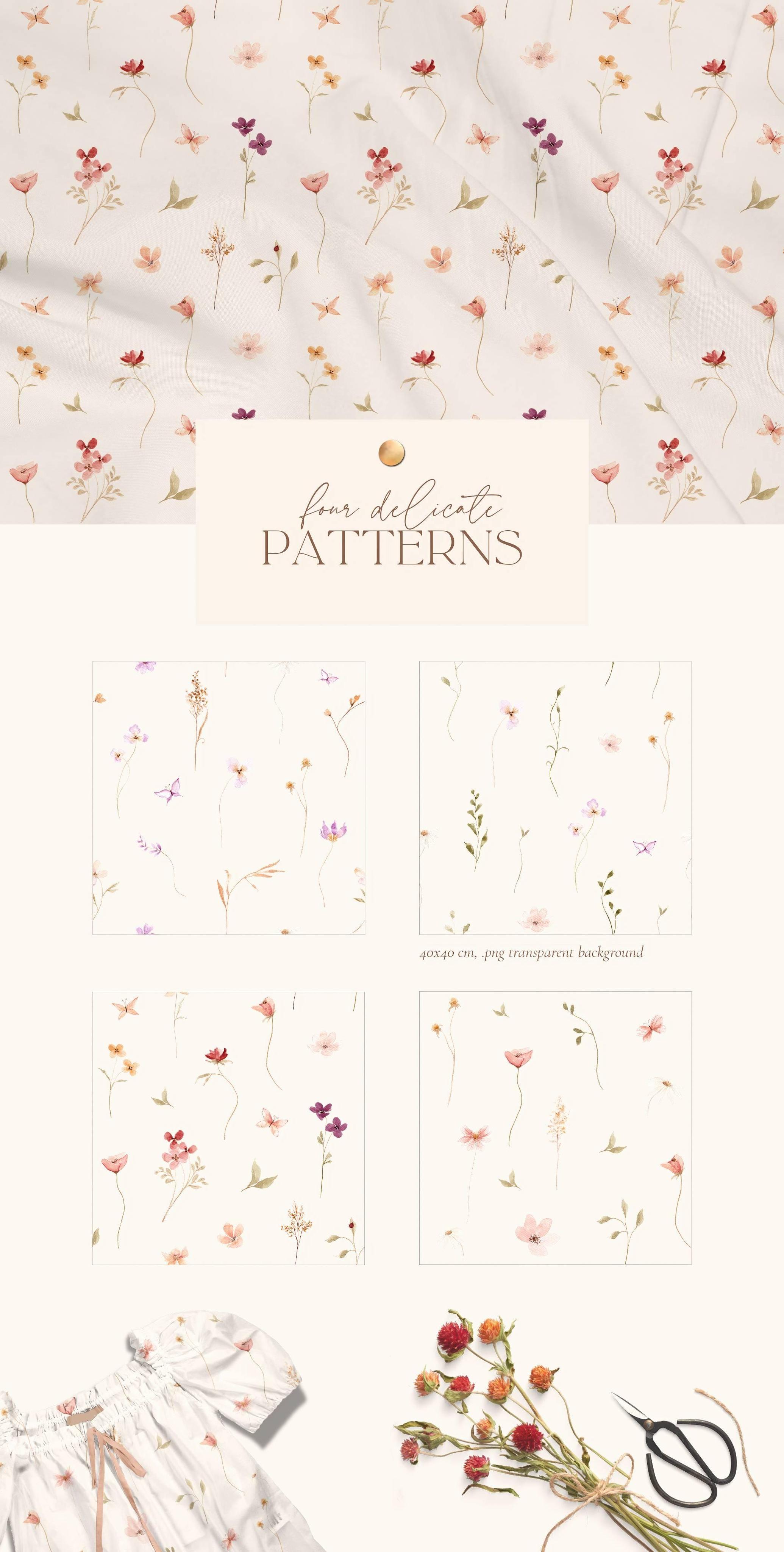 Watercolor Summer Wildflowers