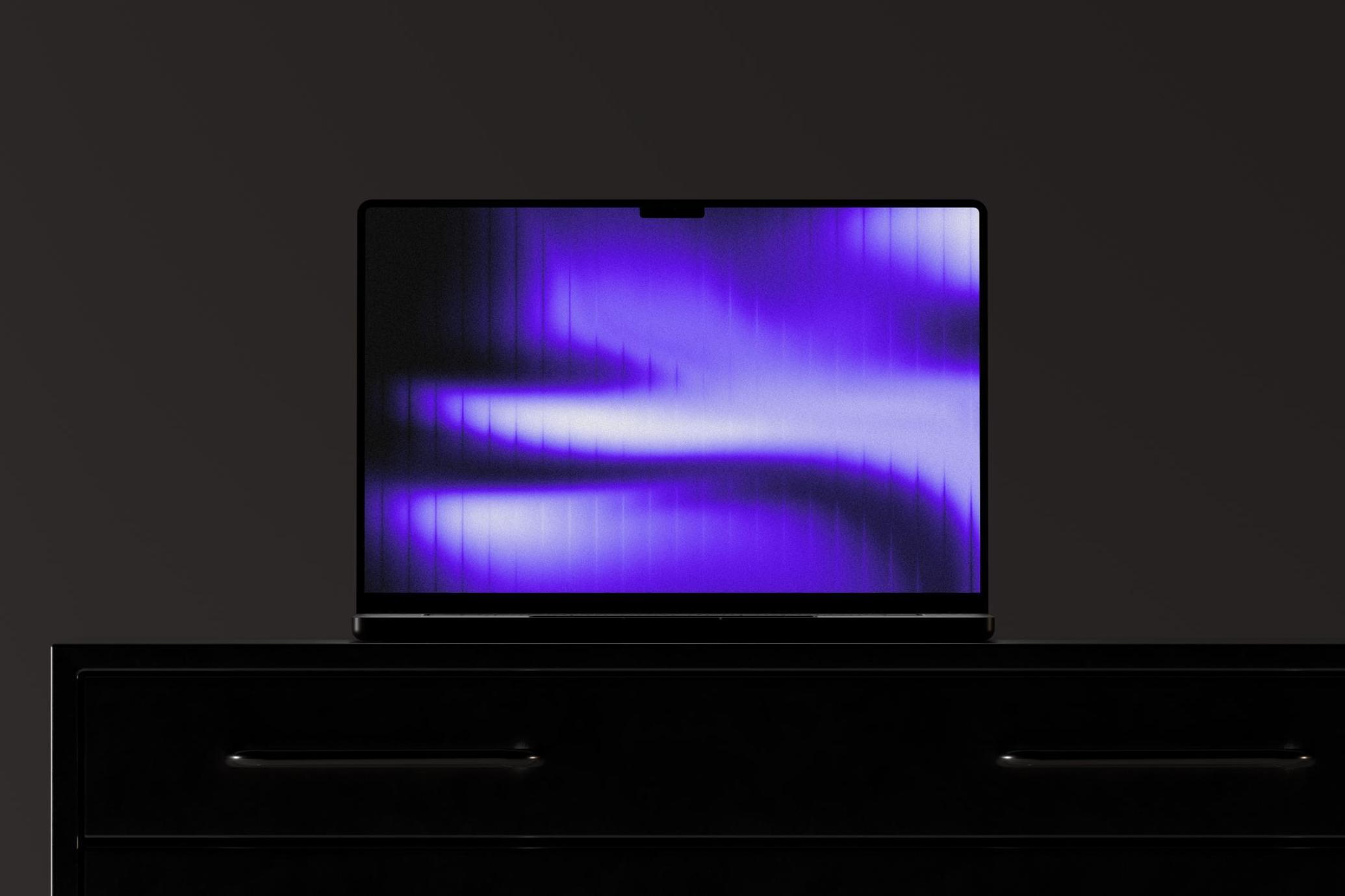 Macbook Mockup on Metal Cabinet