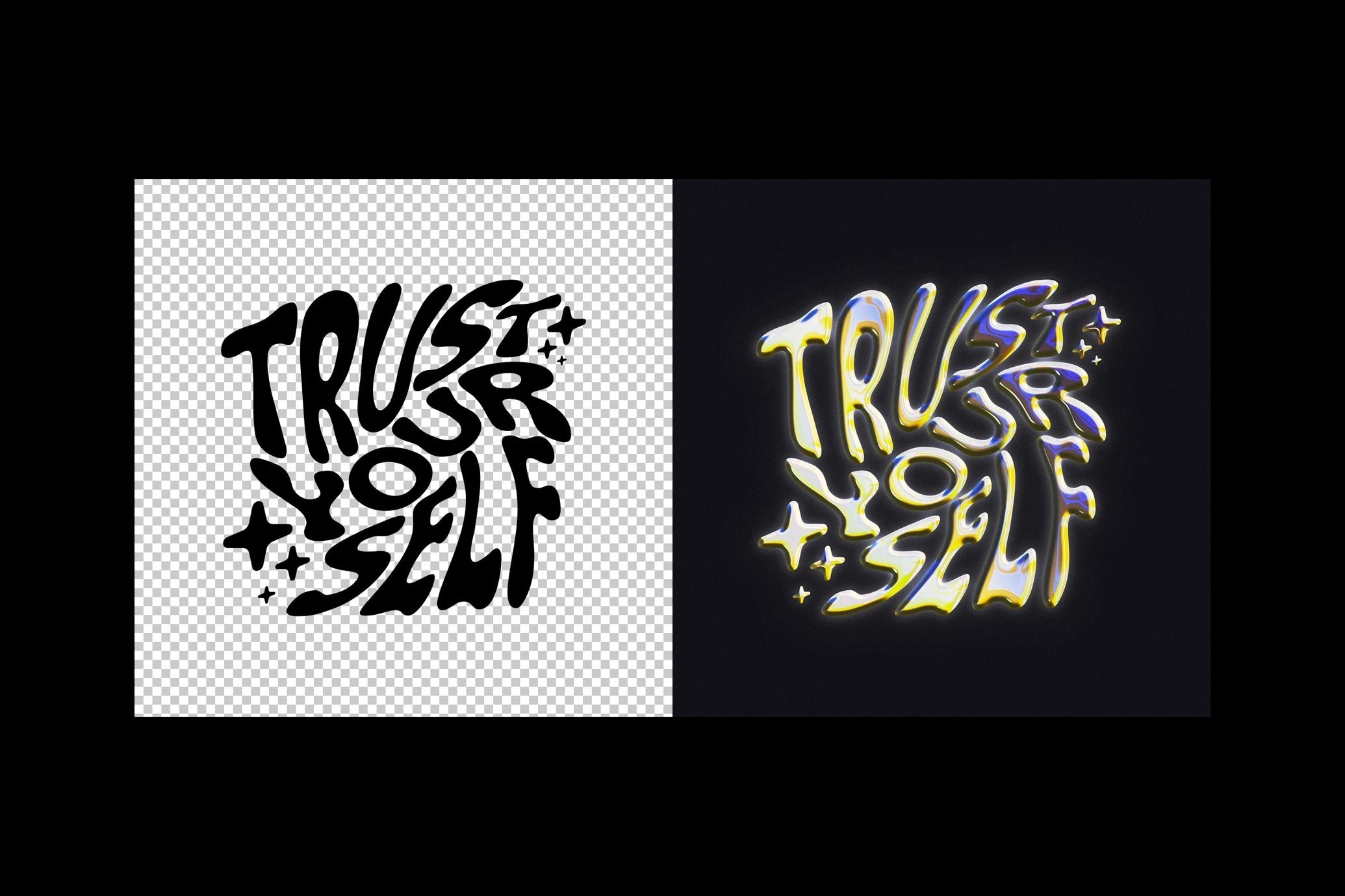 Retro Chrome Text & Logo Effect