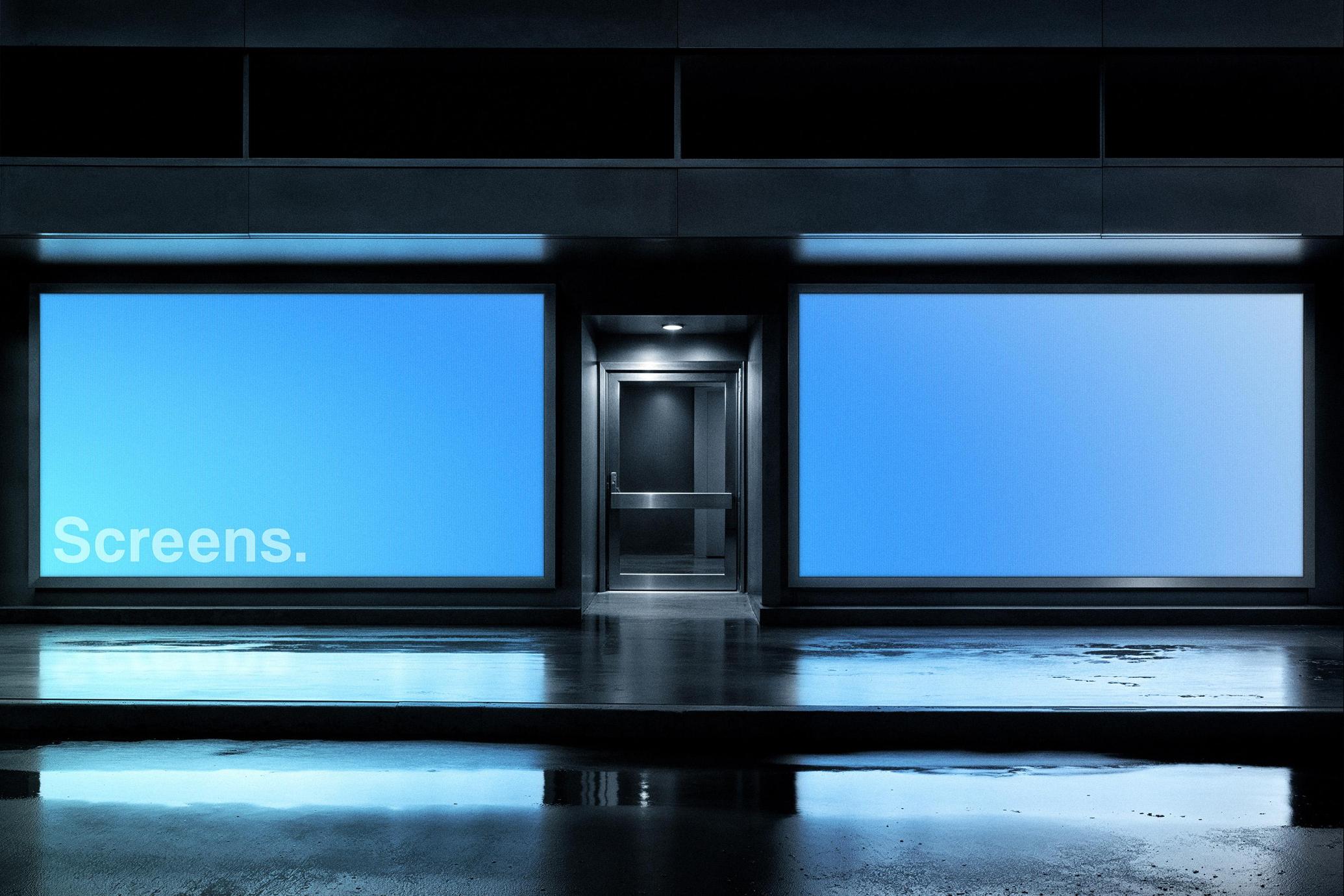 Glowing Storefront Screens Scene