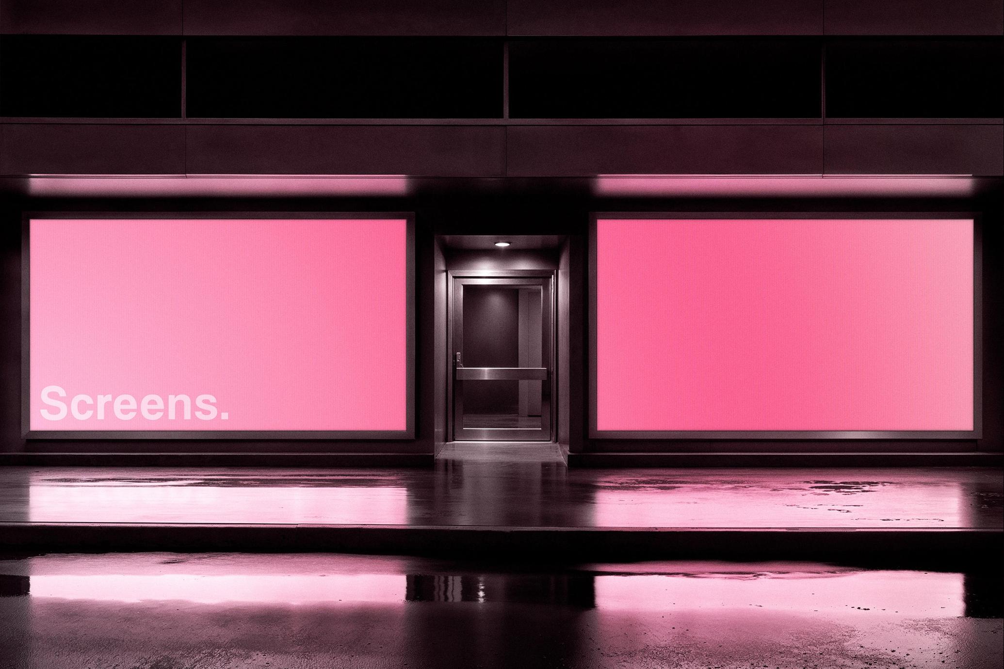 Glowing Storefront Screens Scene