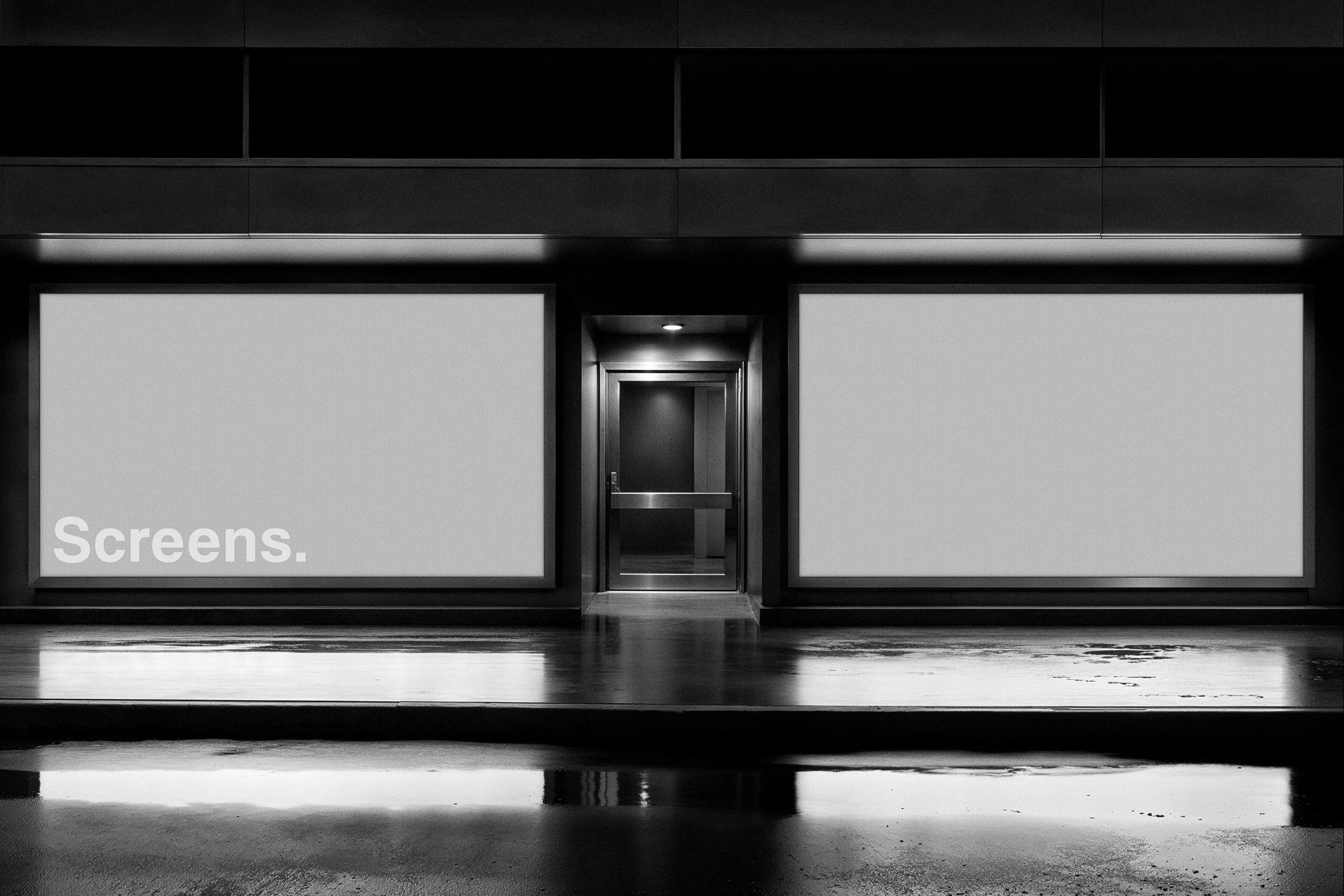 Glowing Storefront Screens Scene