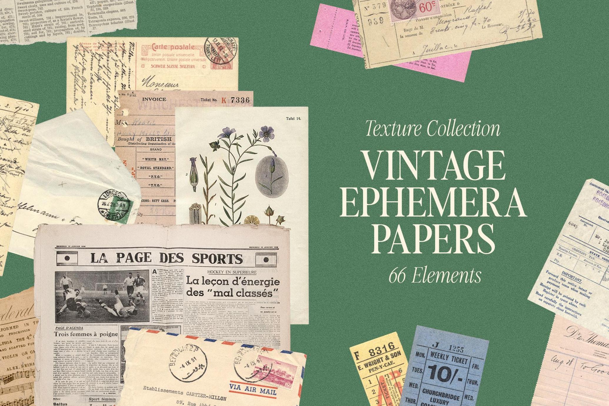 Vintage Paper Ephemera Textures