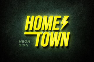 Yellow Neon Sign Mockup