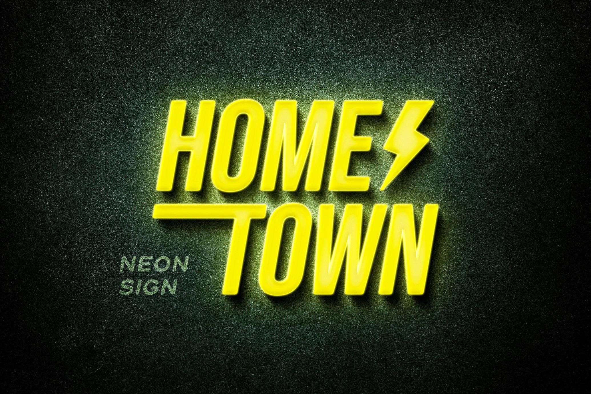 Yellow Neon Sign Mockup