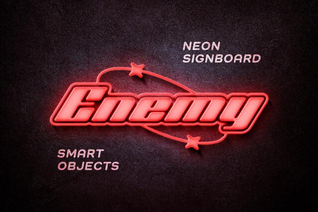 Red Neon Sign Mockup