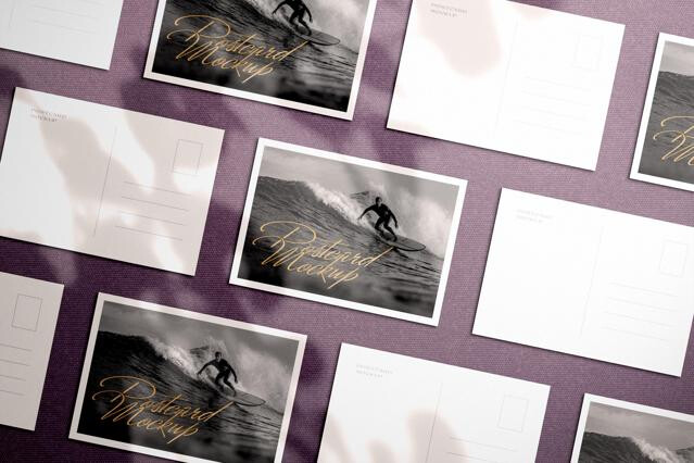 Flat Lay Postcards Mockup