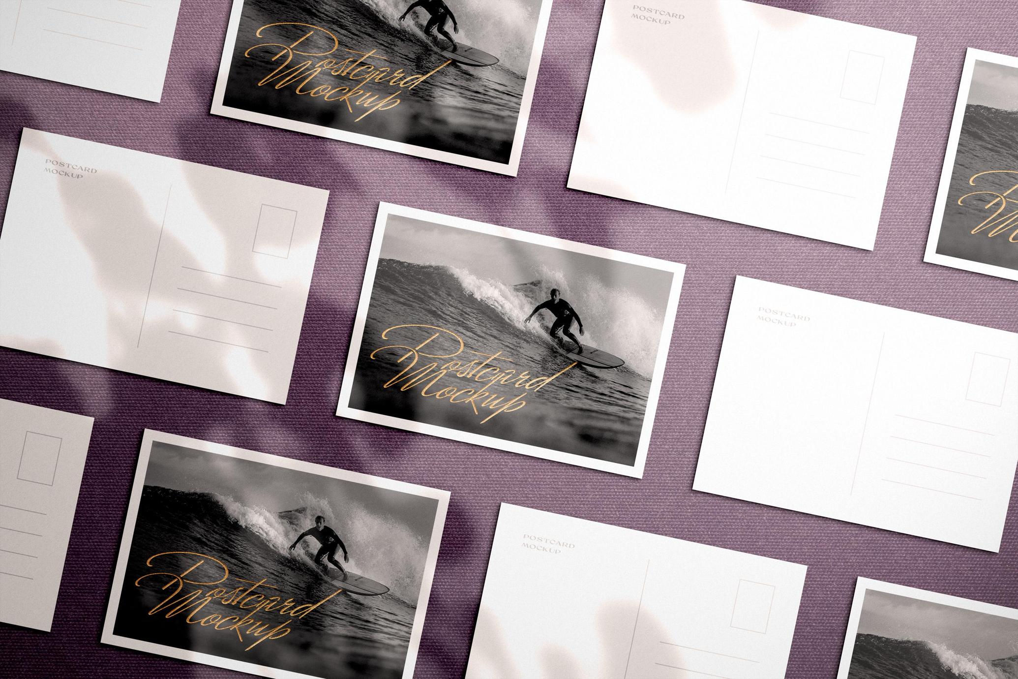 Flat Lay Postcards Mockup