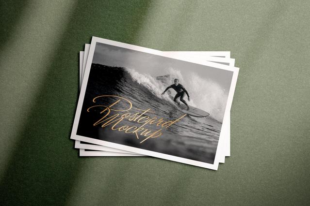Postcard Stack Mockup