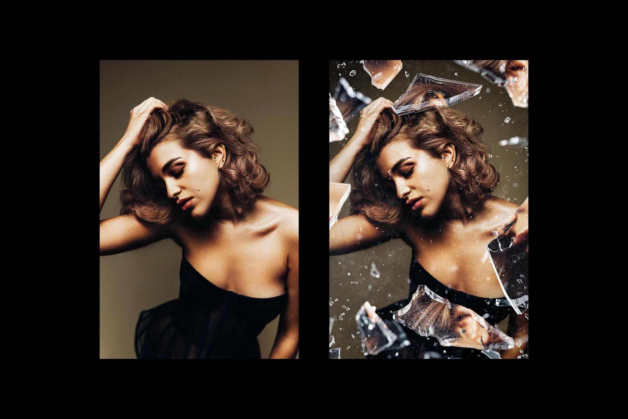 Broken Glass Fragments Poster Effect