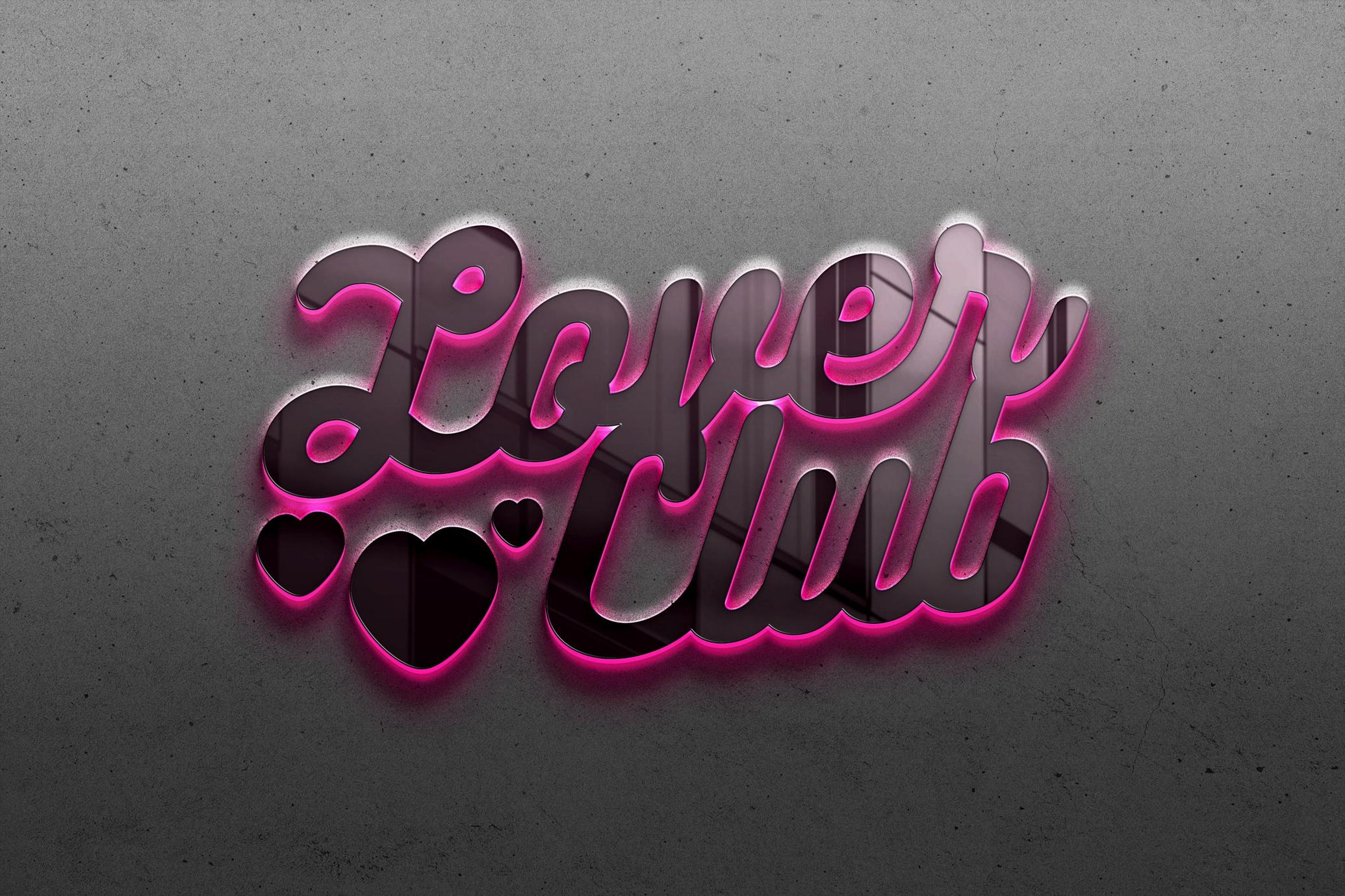 Glass Neon Sign Mockup Scenes