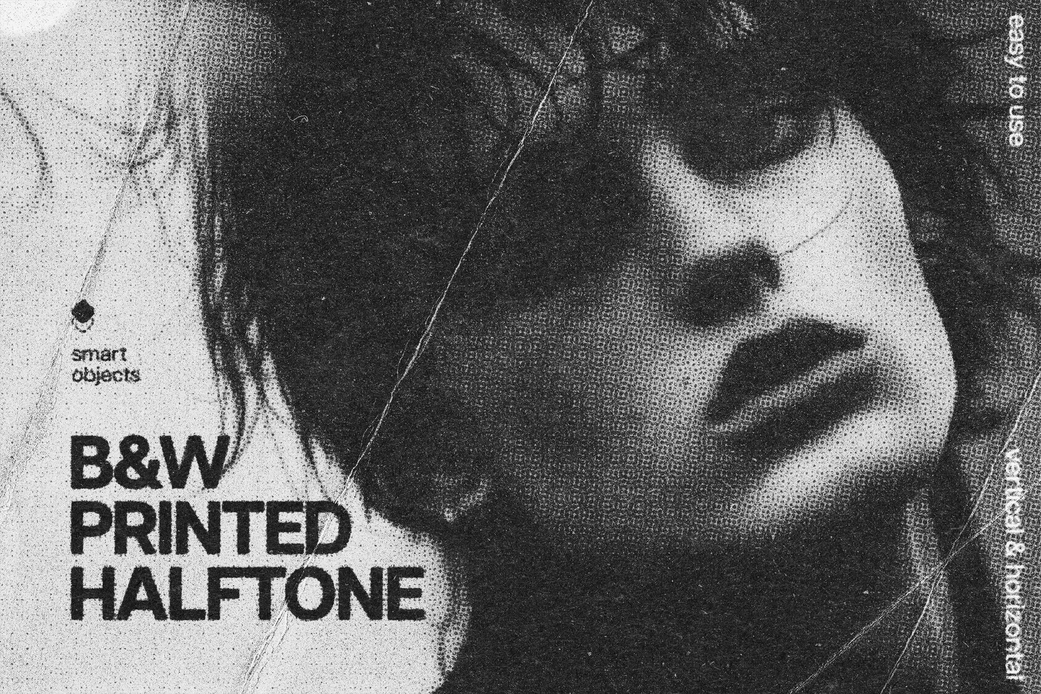 B&W Printed Halftone Effect