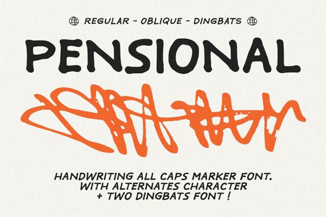 HF Pensional - Marker Handwriting Font + Dingbats