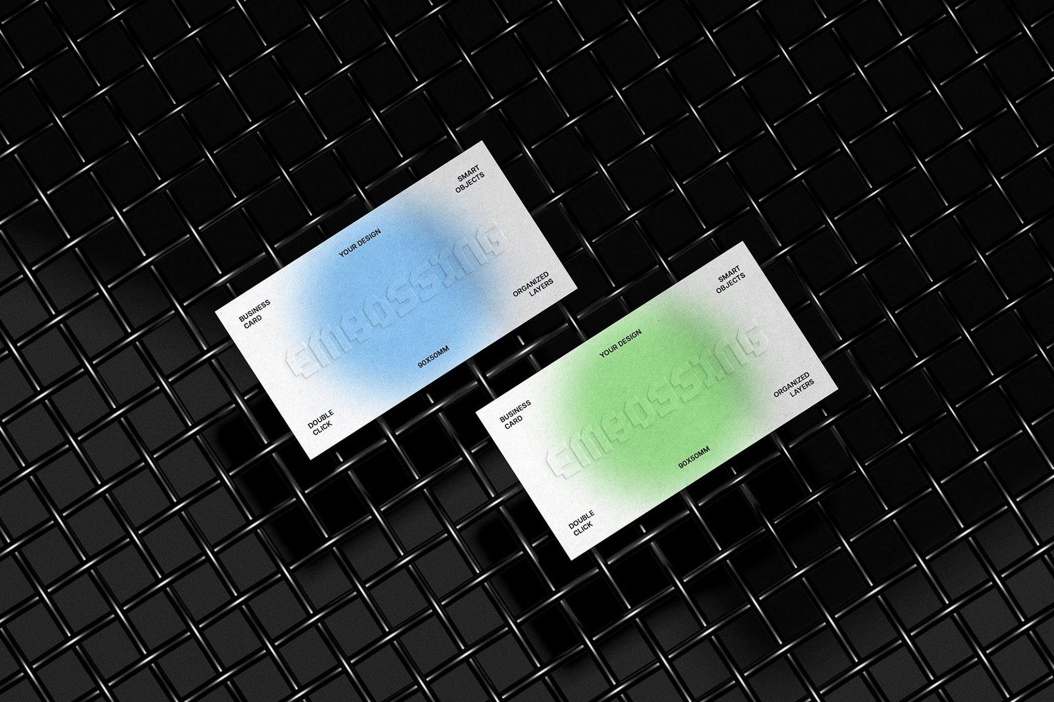 Double 90x50mm Business Cards Mockup