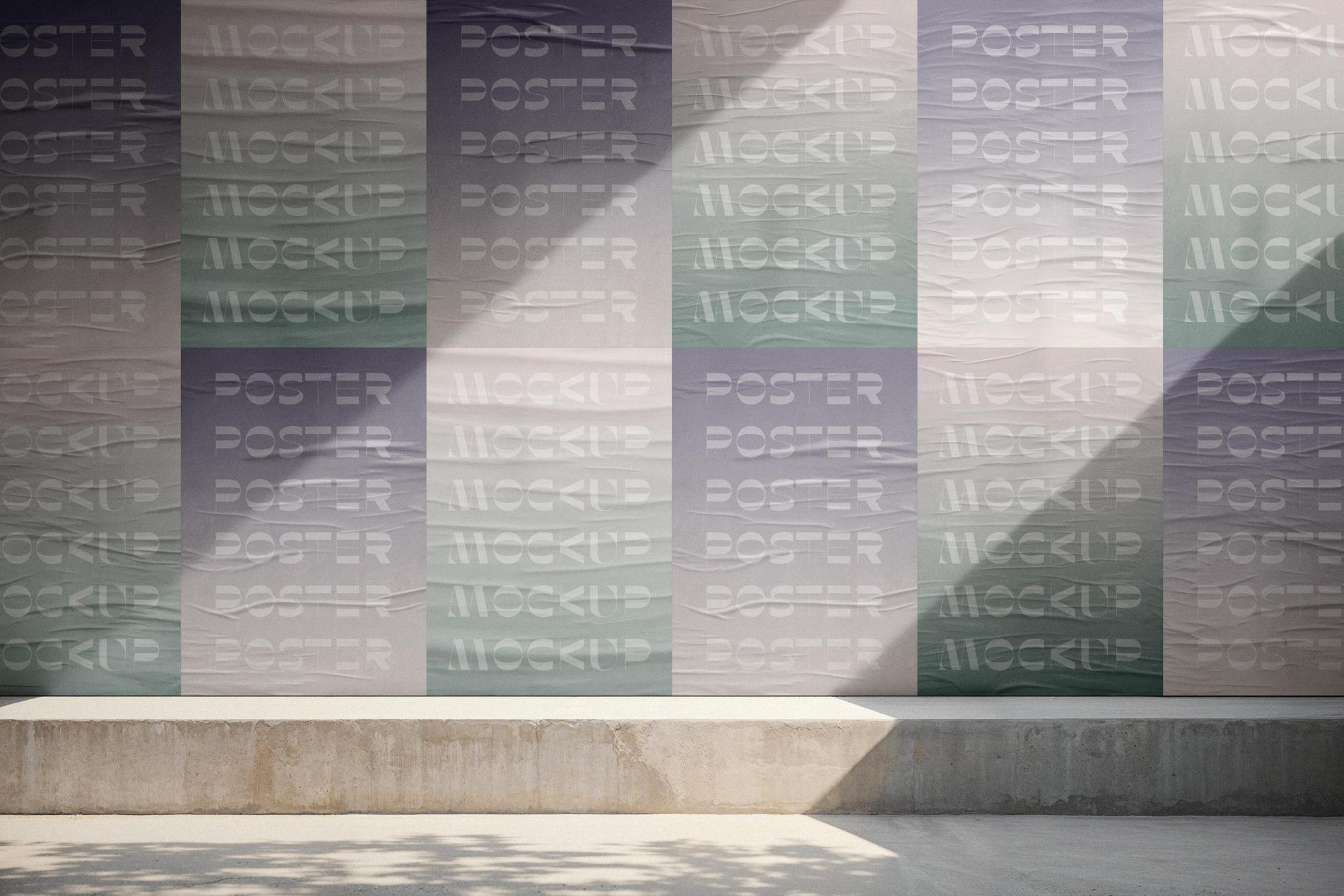 A4 Glued Posters Wall Mockup