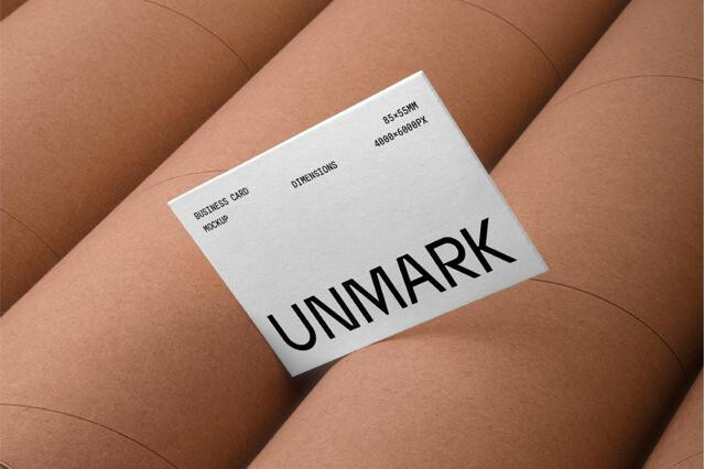 Business Card Mockup on Cardboard Tubes