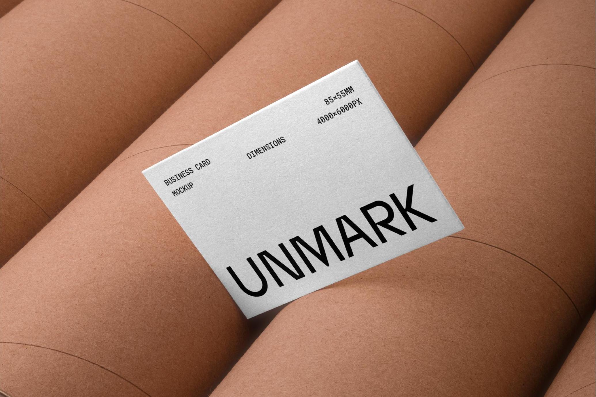 Business Card Mockup on Cardboard Tubes