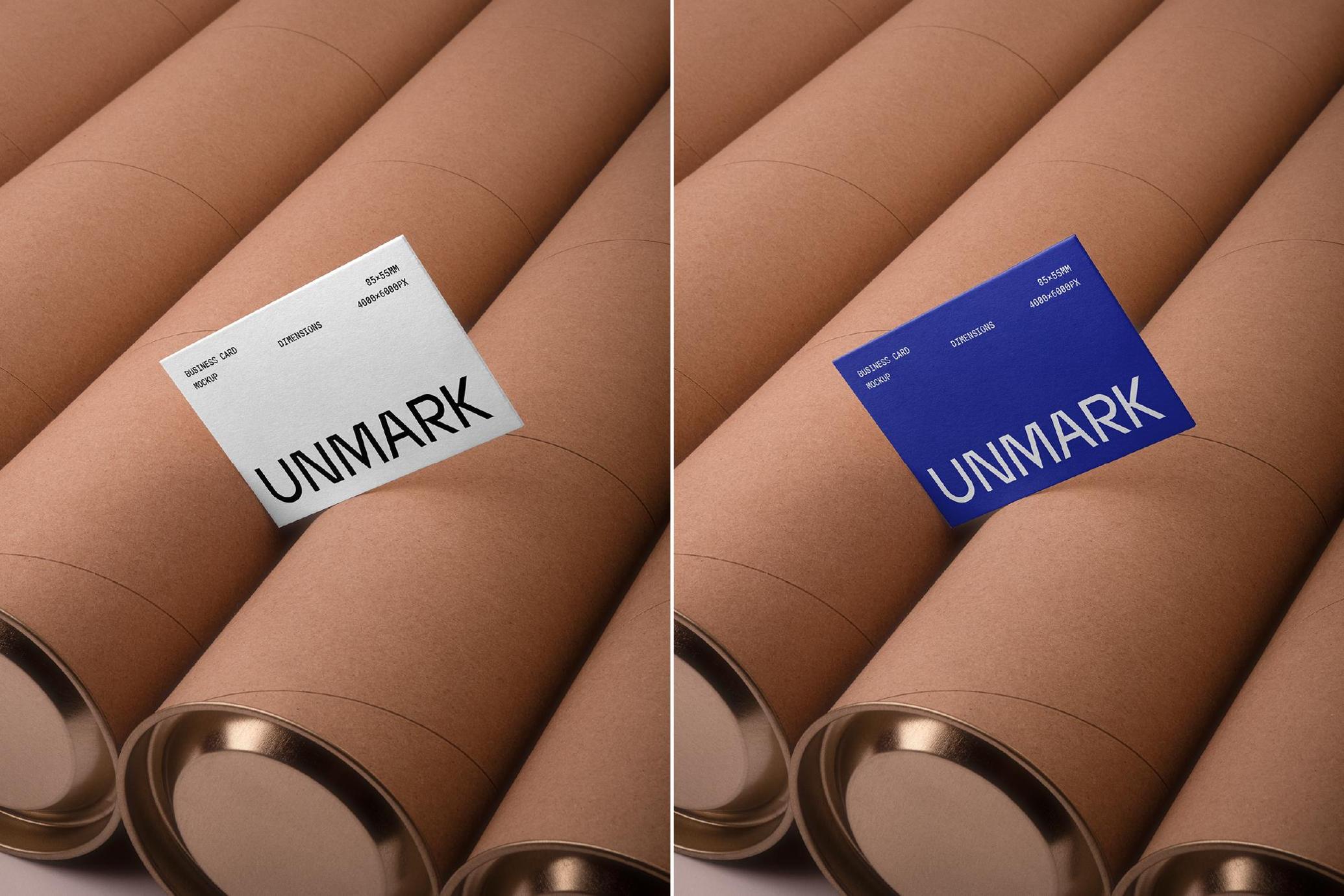 Business Card Mockup on Cardboard Tubes