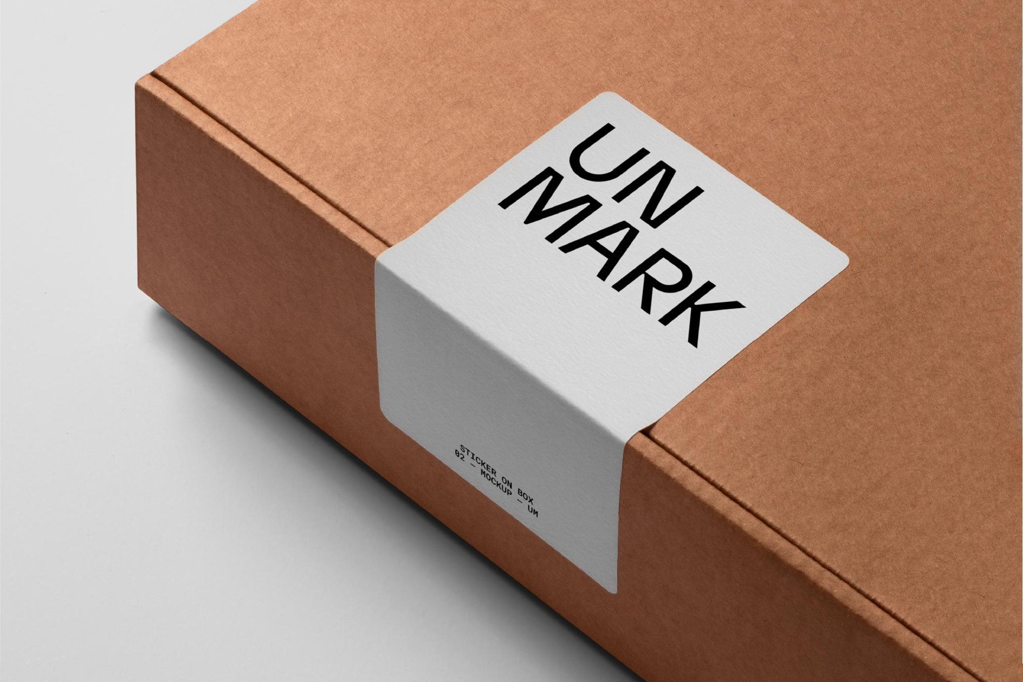 Sticker Mockup on Shipping Box
