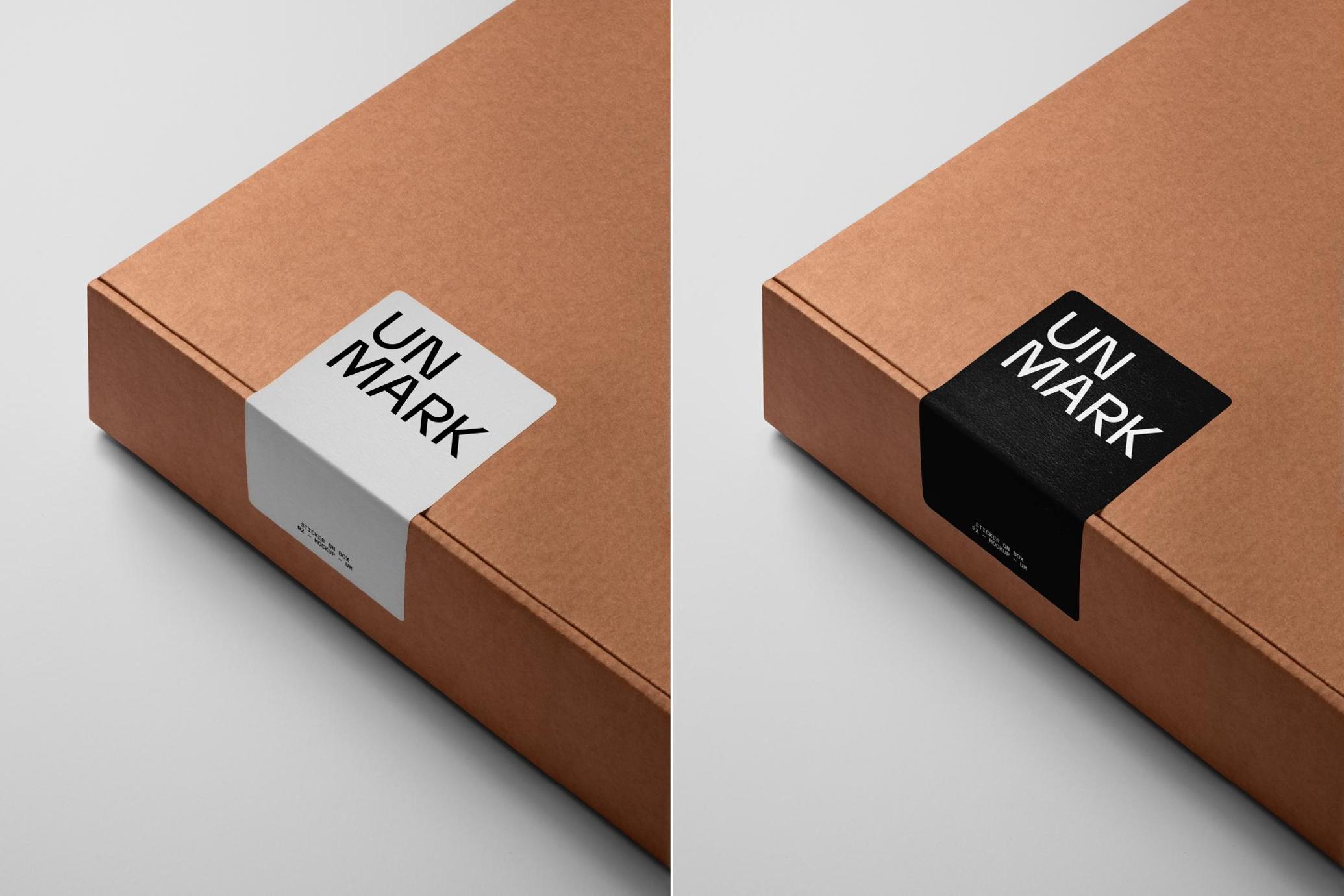 Sticker Mockup on Shipping Box