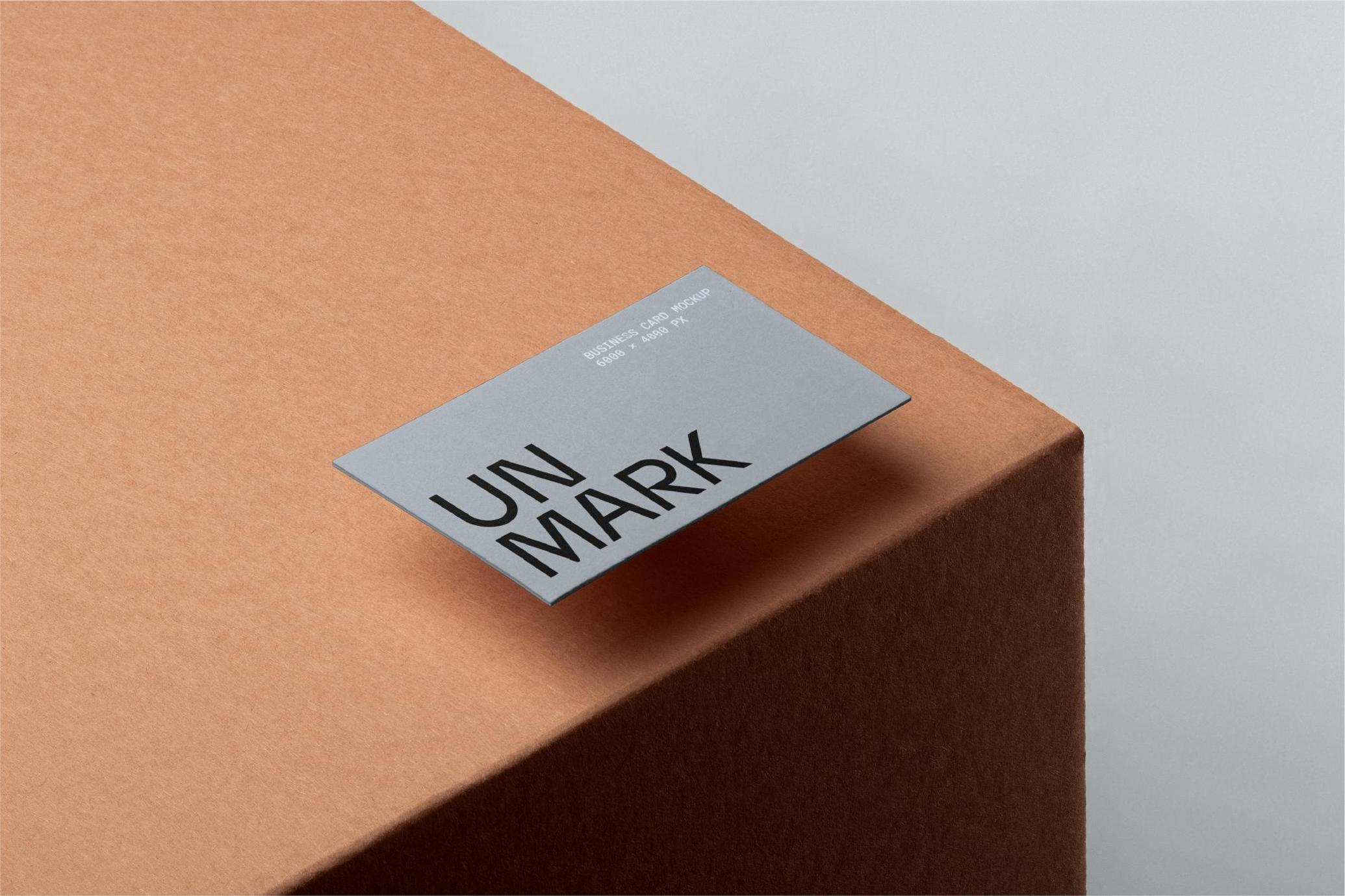 Business Card Mockup on Cardboard Box